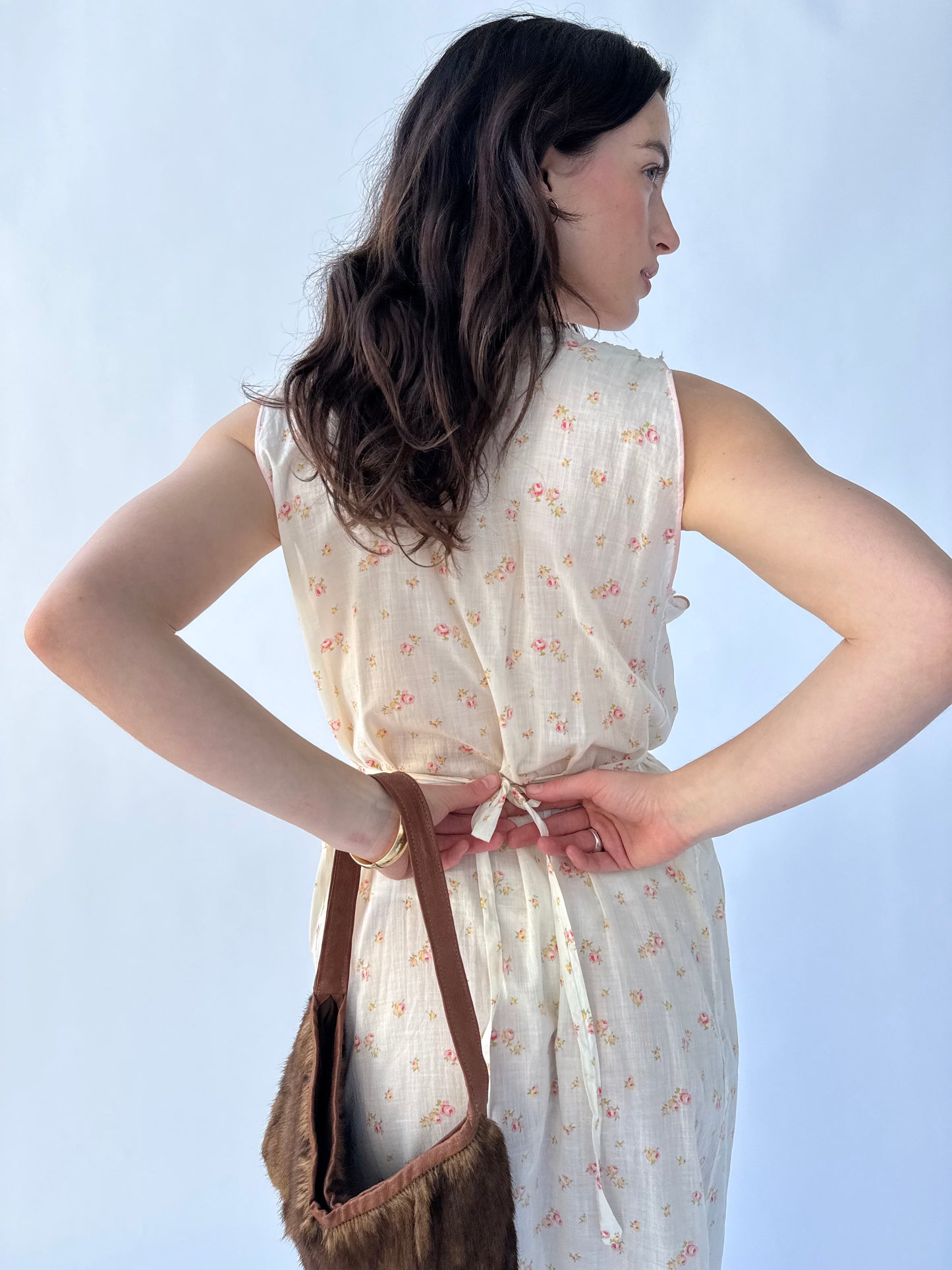 1920s Floral Printed Cotton Lawn Day Dress