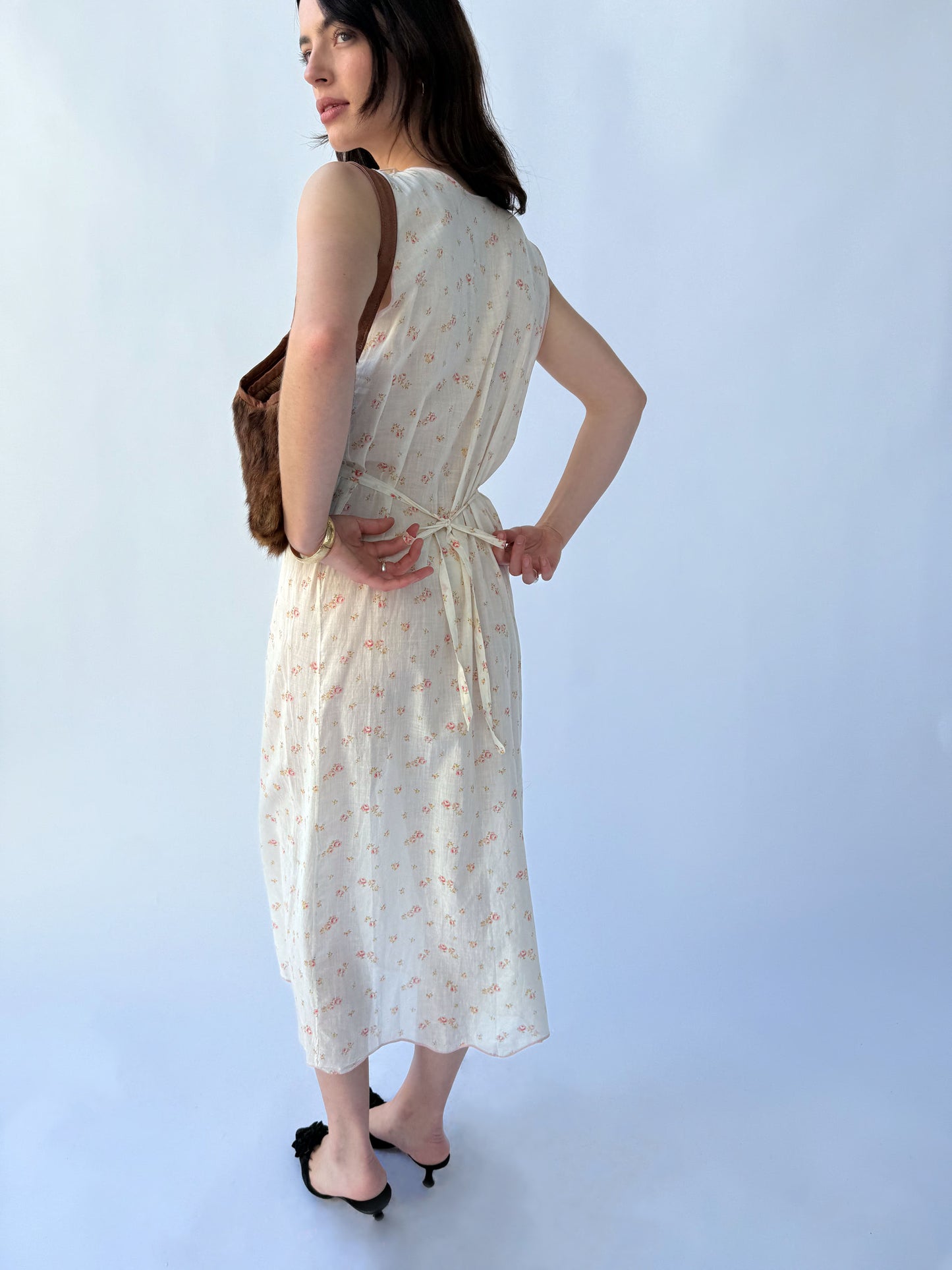 1920s Floral Printed Cotton Lawn Day Dress