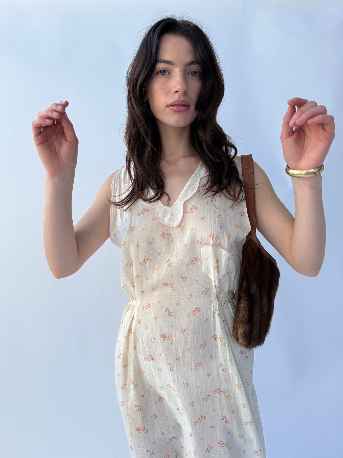 1920s Floral Printed Cotton Lawn Day Dress