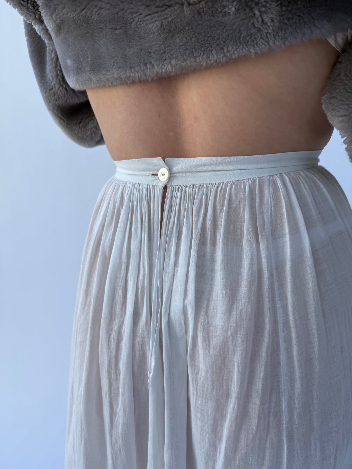 Victorian Cotton White Ruffle Hem Skirt