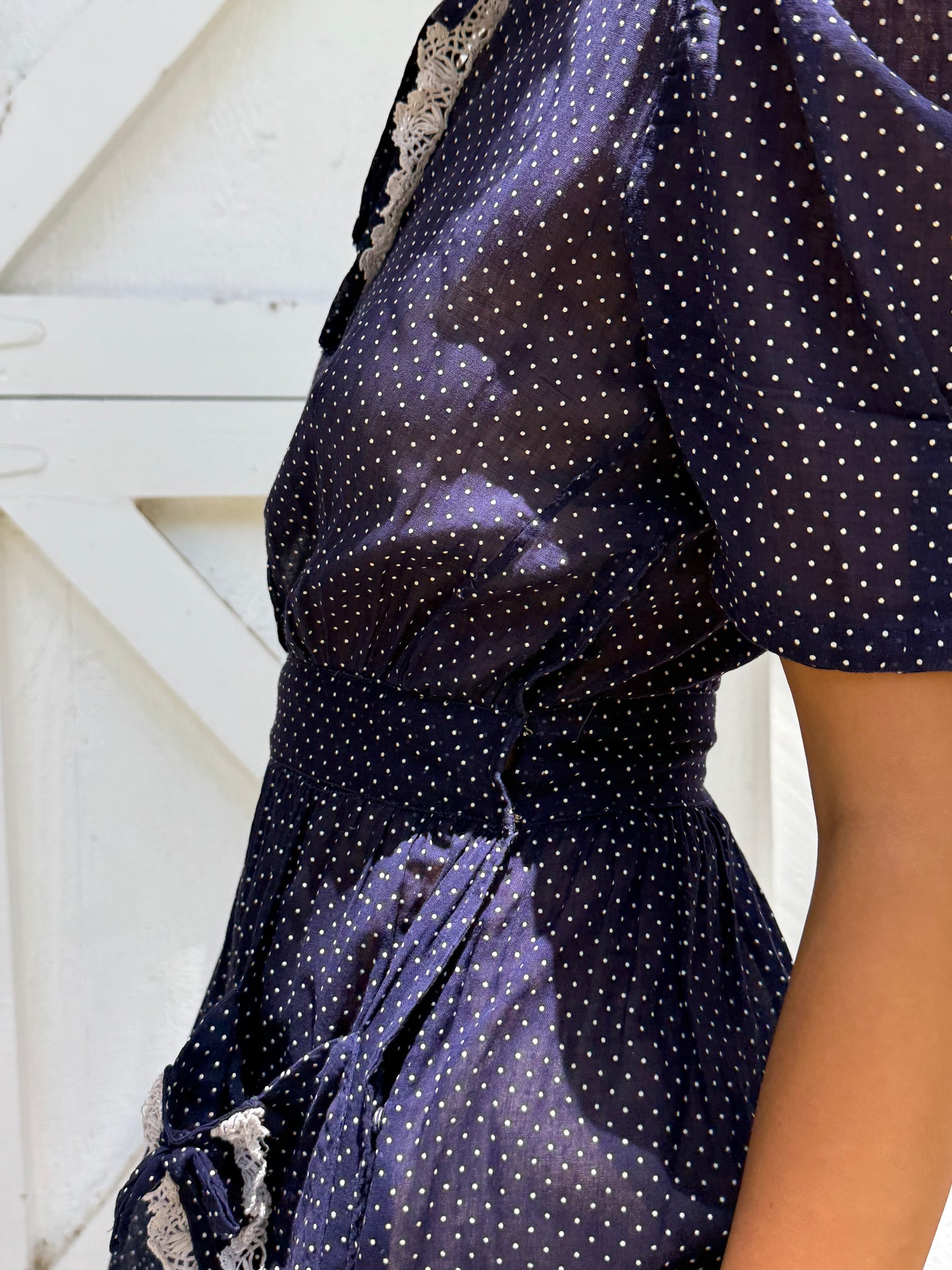 1940s Navy Polka Dot Dress