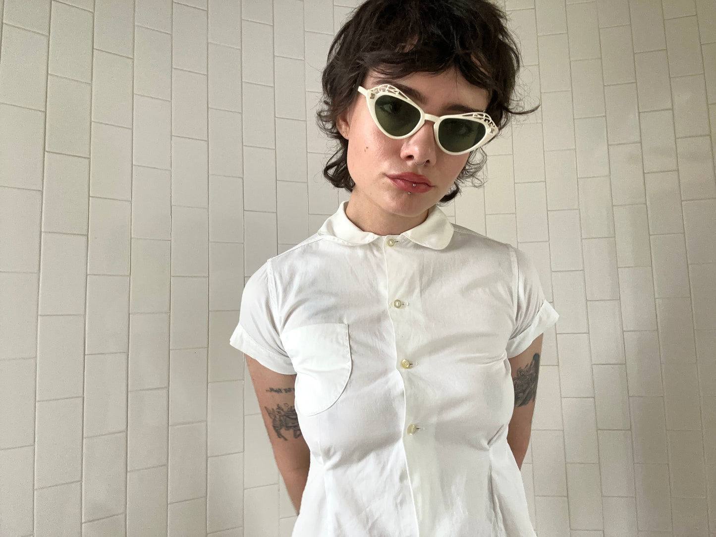 1950s White Cat Eye Sunglasses