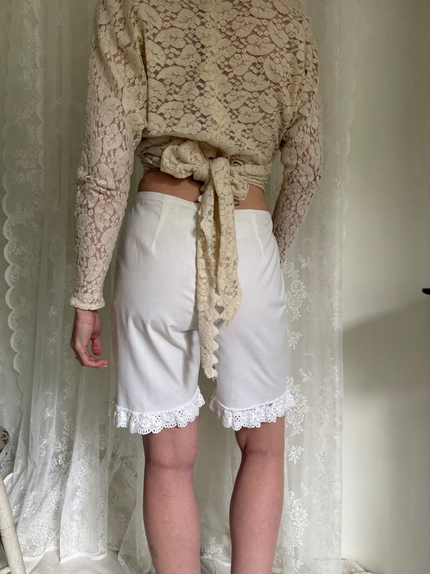 1960s Lace Trimmed Cotton Shorts
