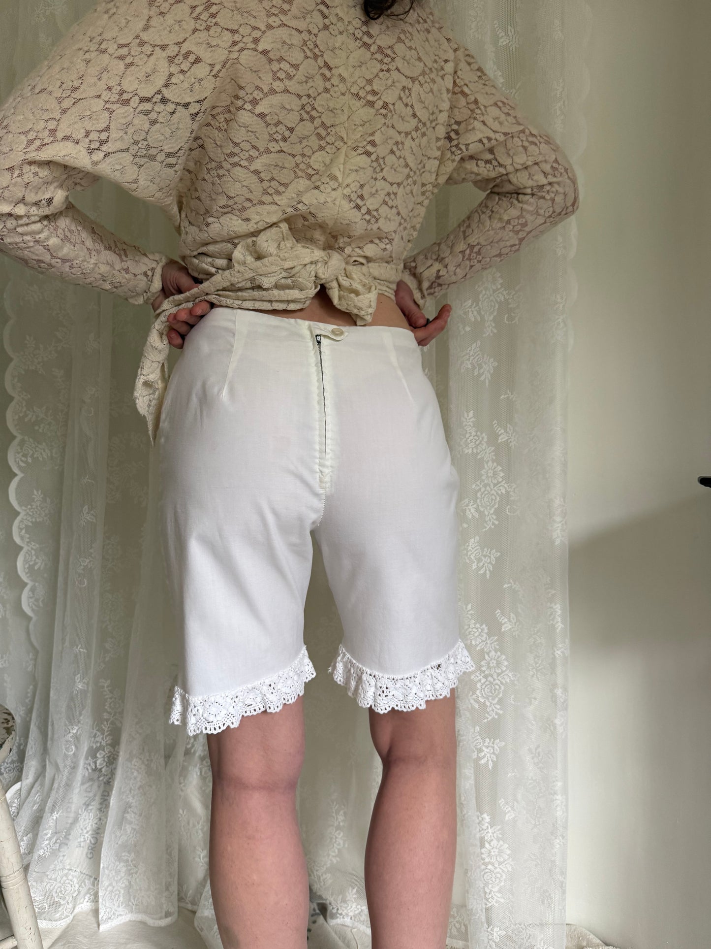 1960s Lace Trimmed Cotton Shorts
