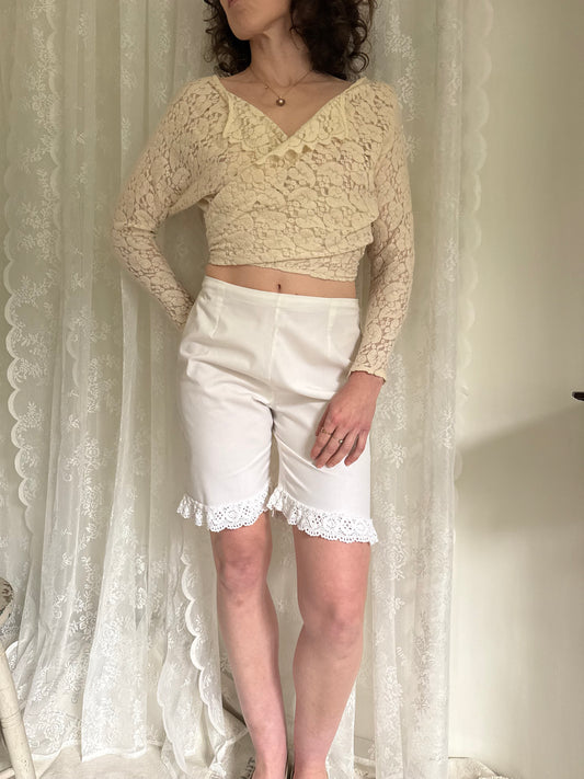 1960s Lace Trimmed Cotton Shorts