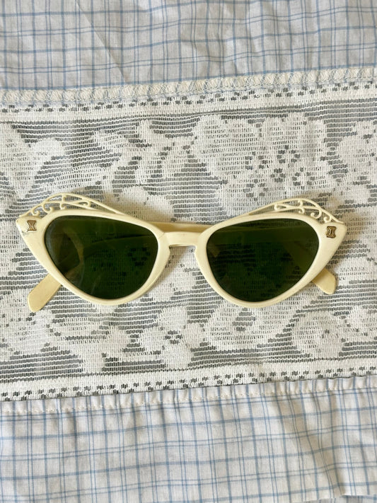 1950s White Cat Eye Sunglasses