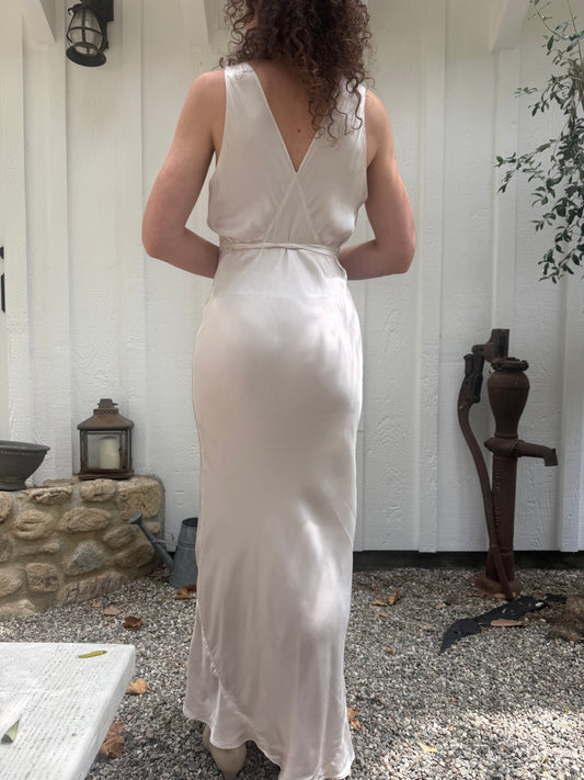 1940s Champagne Lace Trimmed Slip Dress