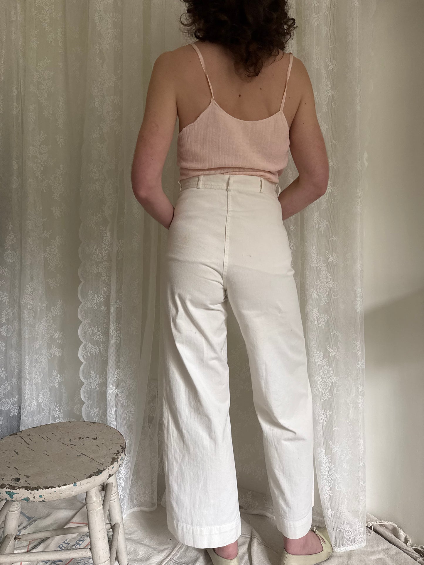 1940s US Navy White Cotton Sailor Pants