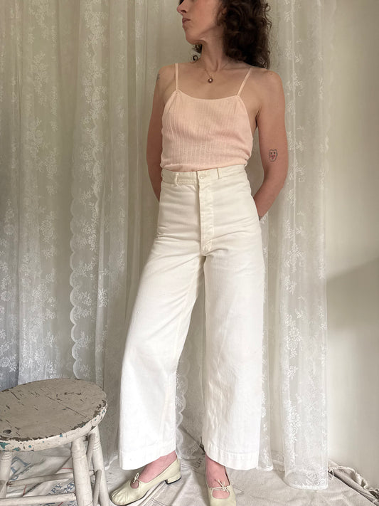 1940s US Navy White Cotton Sailor Pants