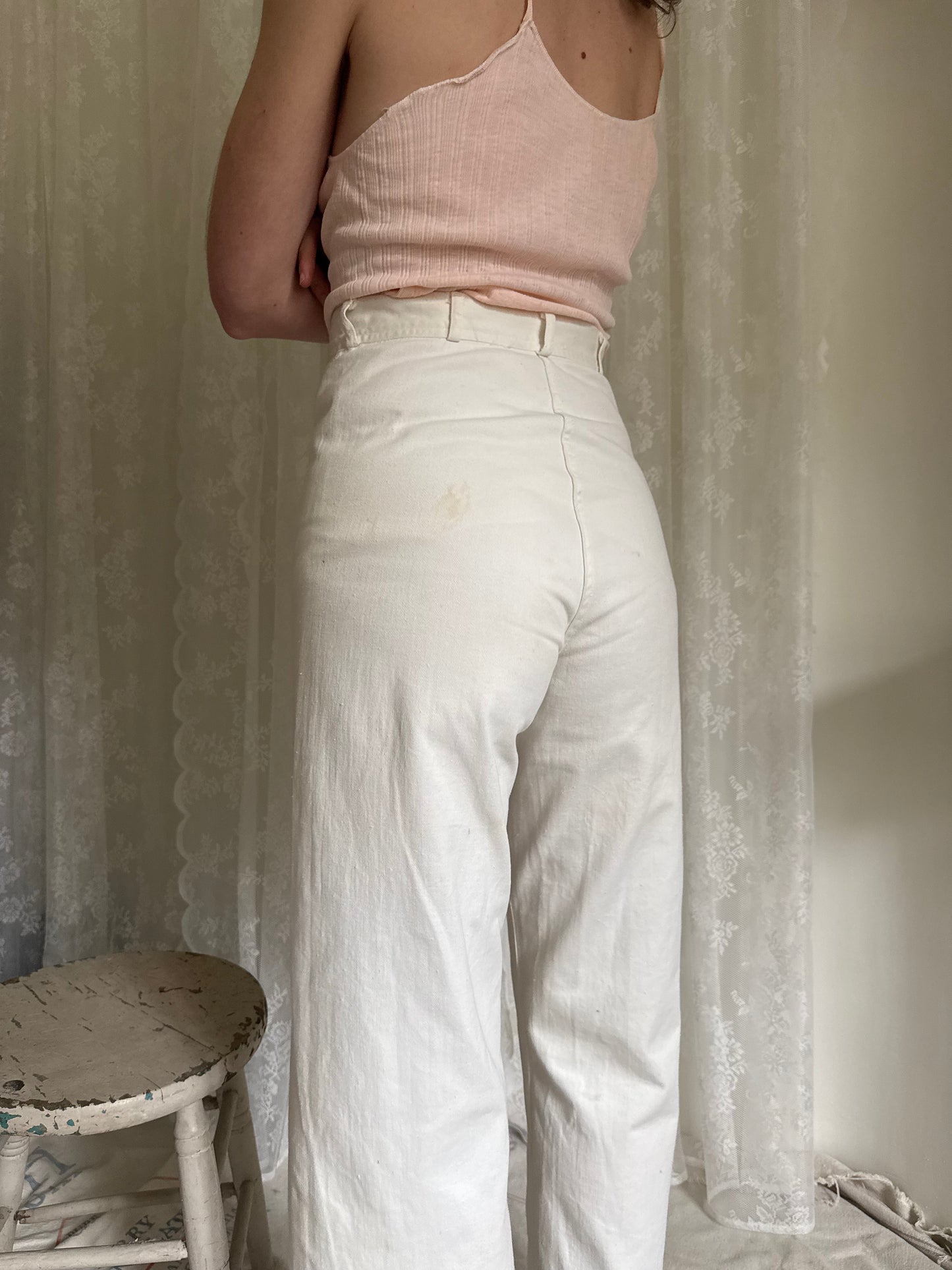 1940s US Navy White Cotton Sailor Pants
