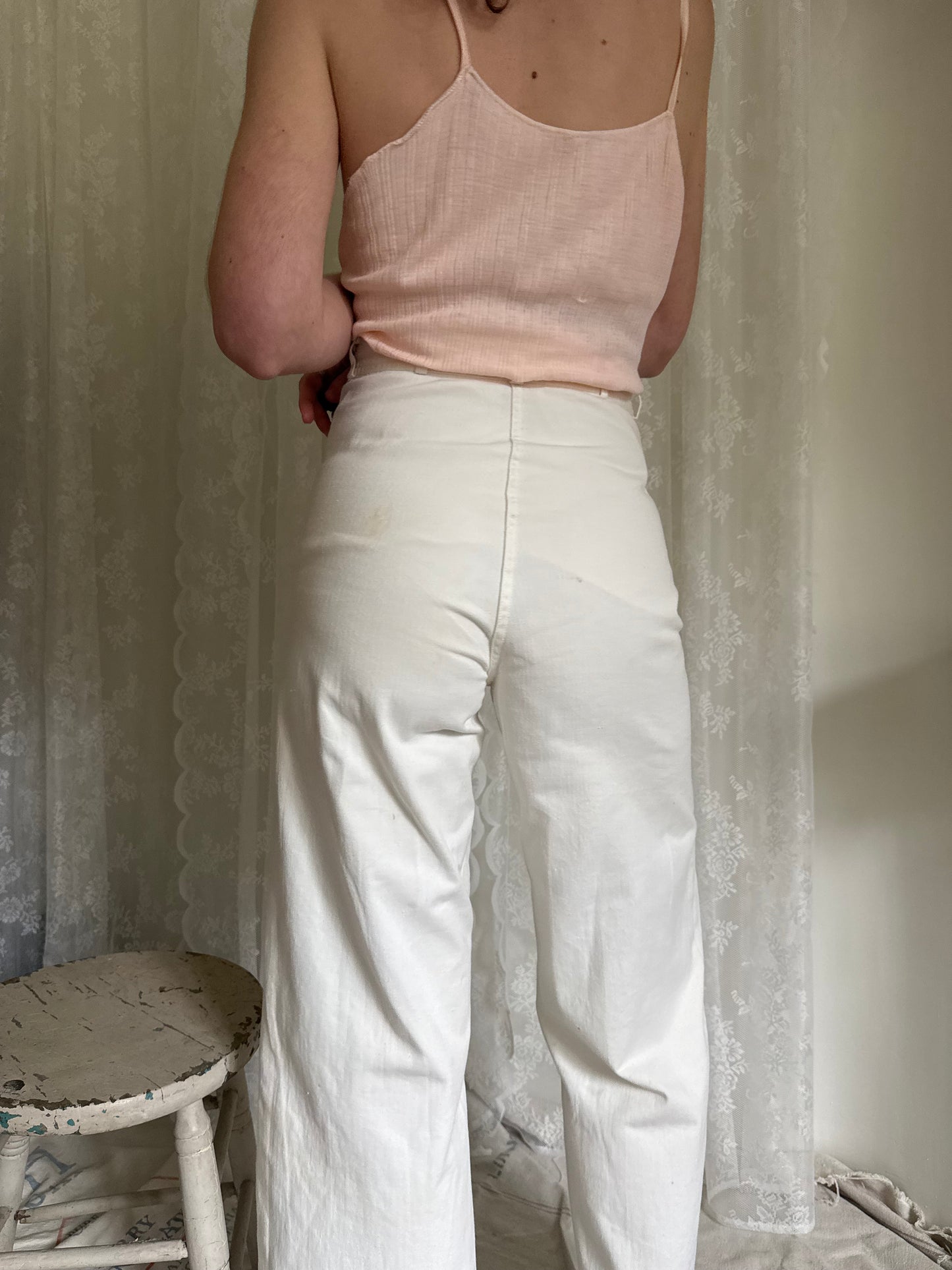 1940s US Navy White Cotton Sailor Pants
