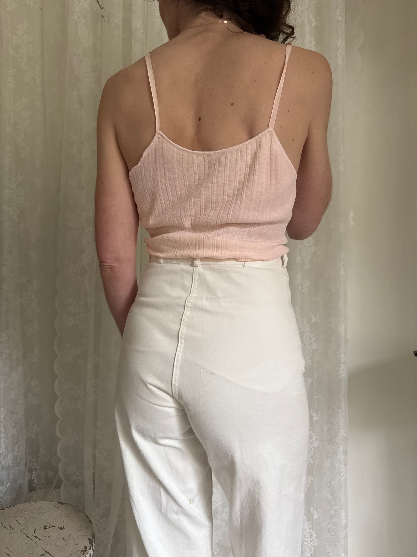 1930s Pink Cotton Rib Knit Tank
