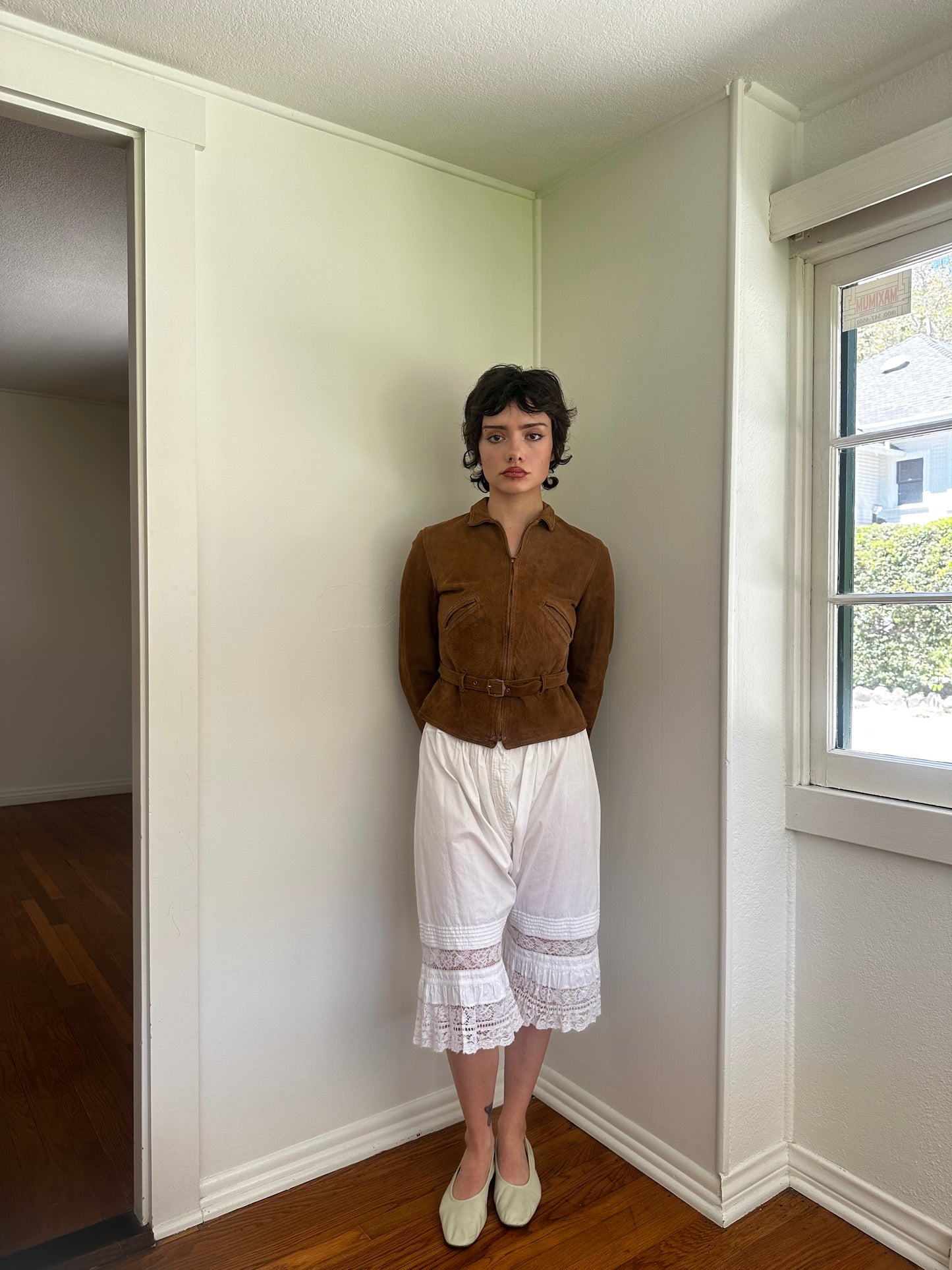 1930s Brown Suede Belted Cropped Jacket