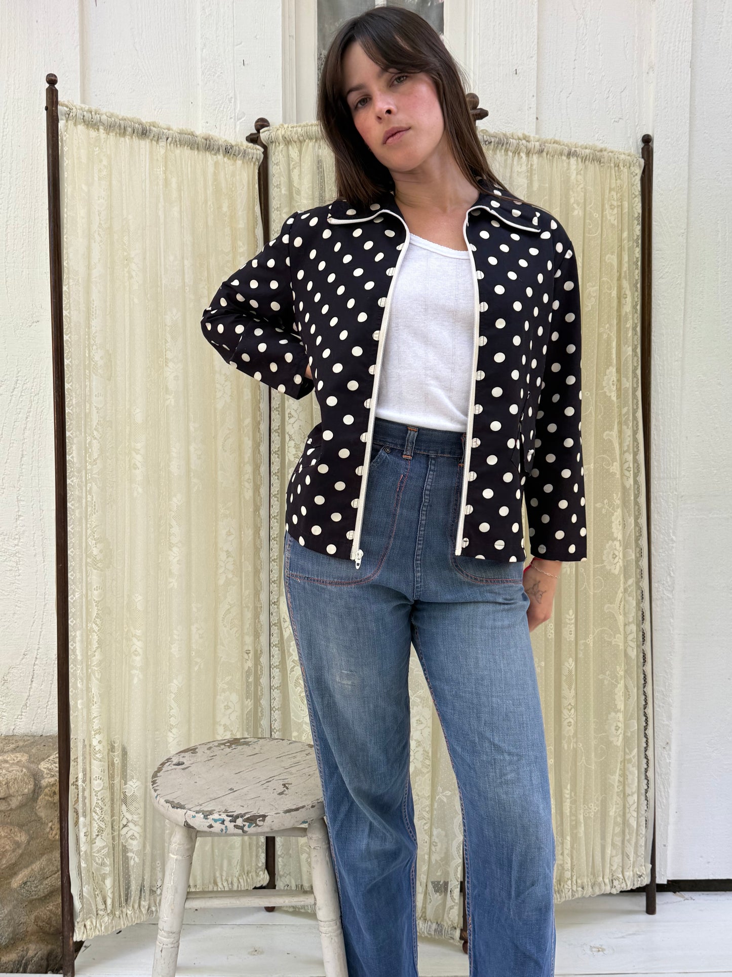 1970s Polka Dot Cotton Jacket