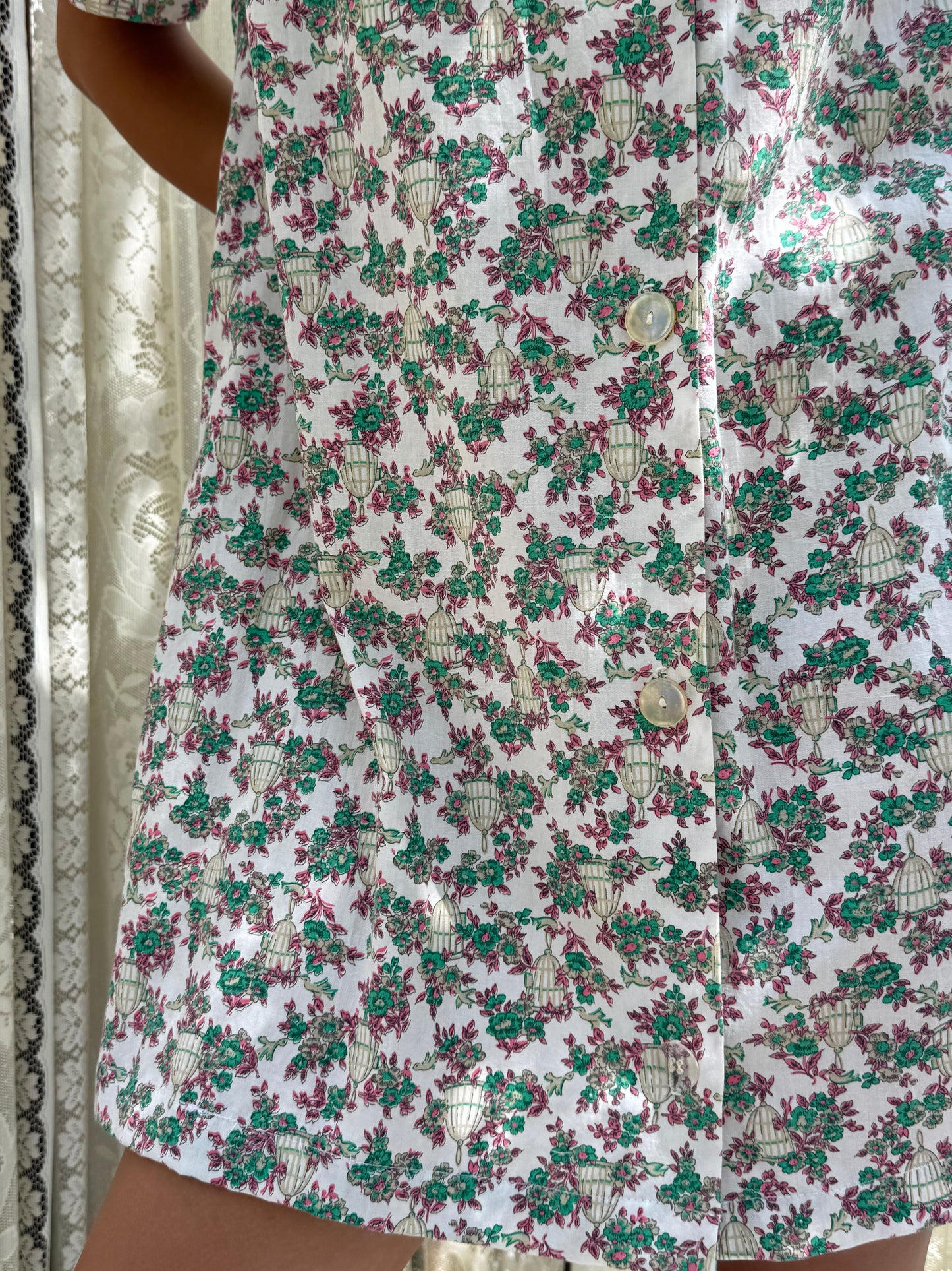 1960s Birdcage Print Cotton Mini Dress