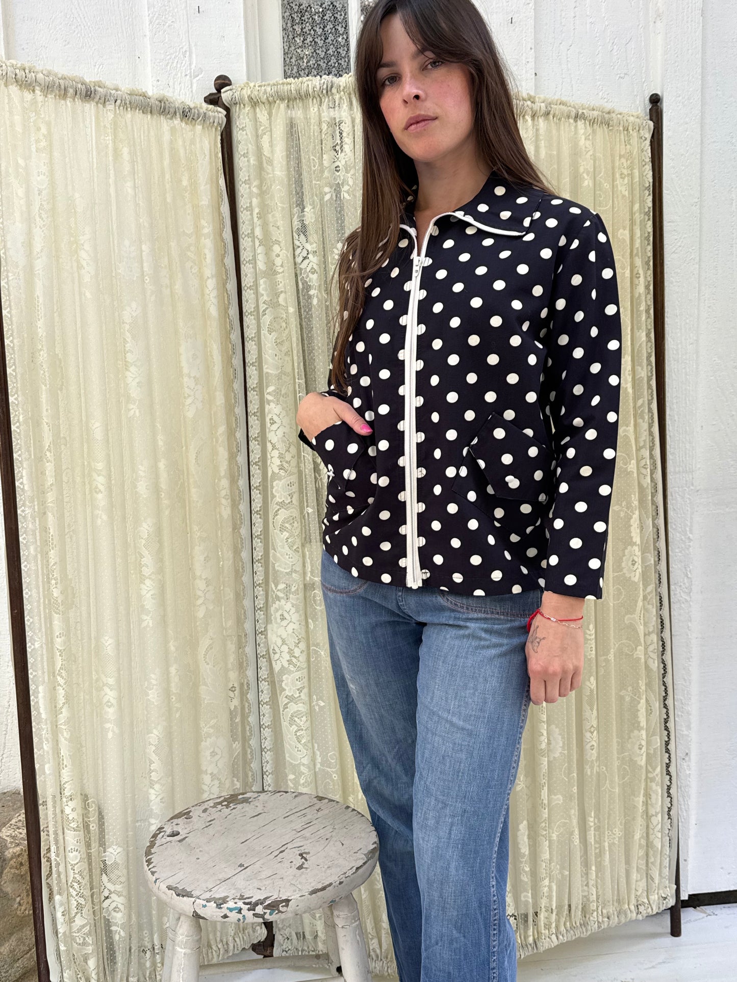 1970s Polka Dot Cotton Jacket