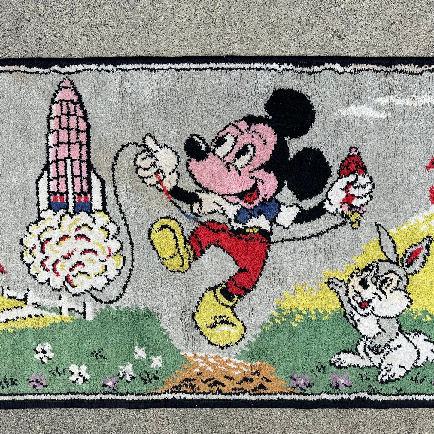 1960s Disney Mickey Mouse with Rocket and Thumper Rug