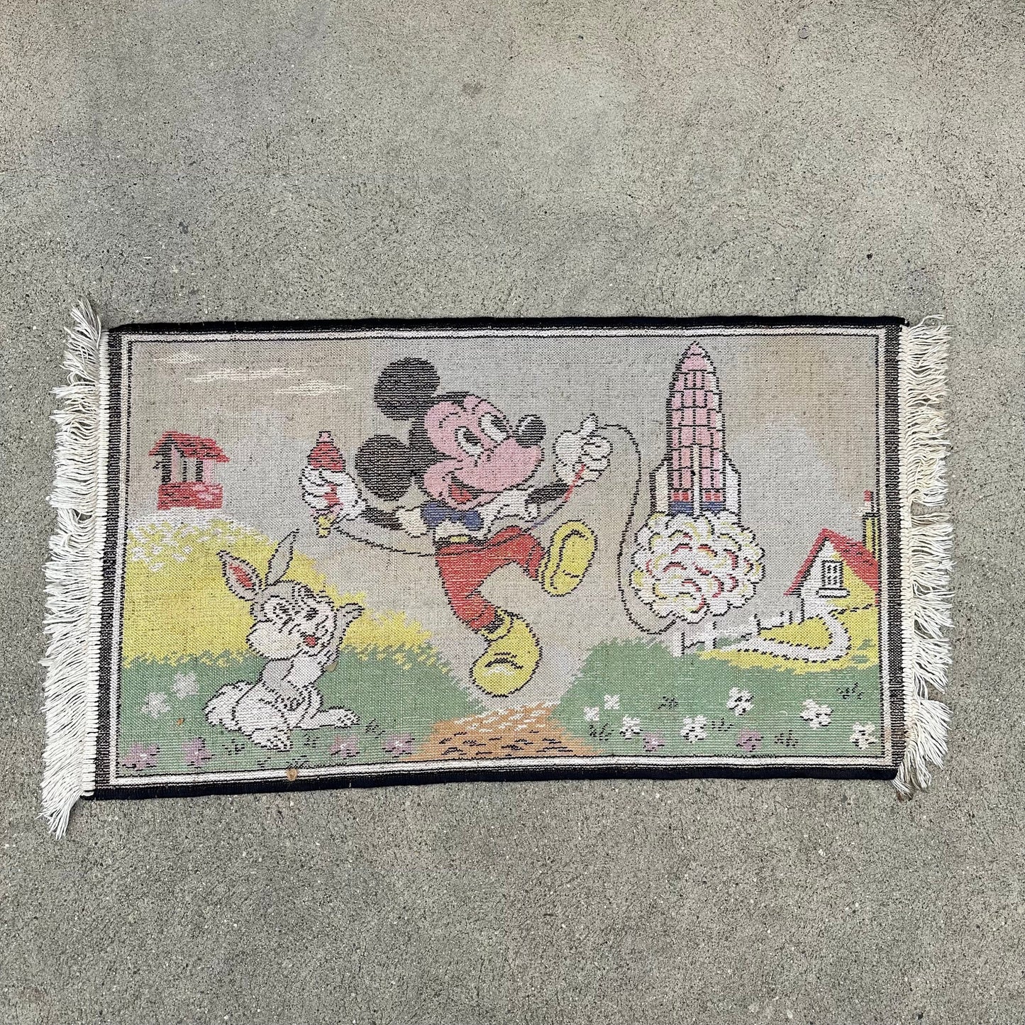 1960s Disney Mickey Mouse with Rocket and Thumper Rug