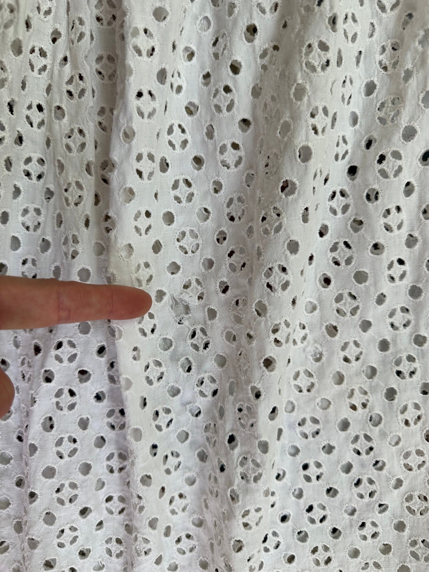 1940s White Cotton Eyelet Dress