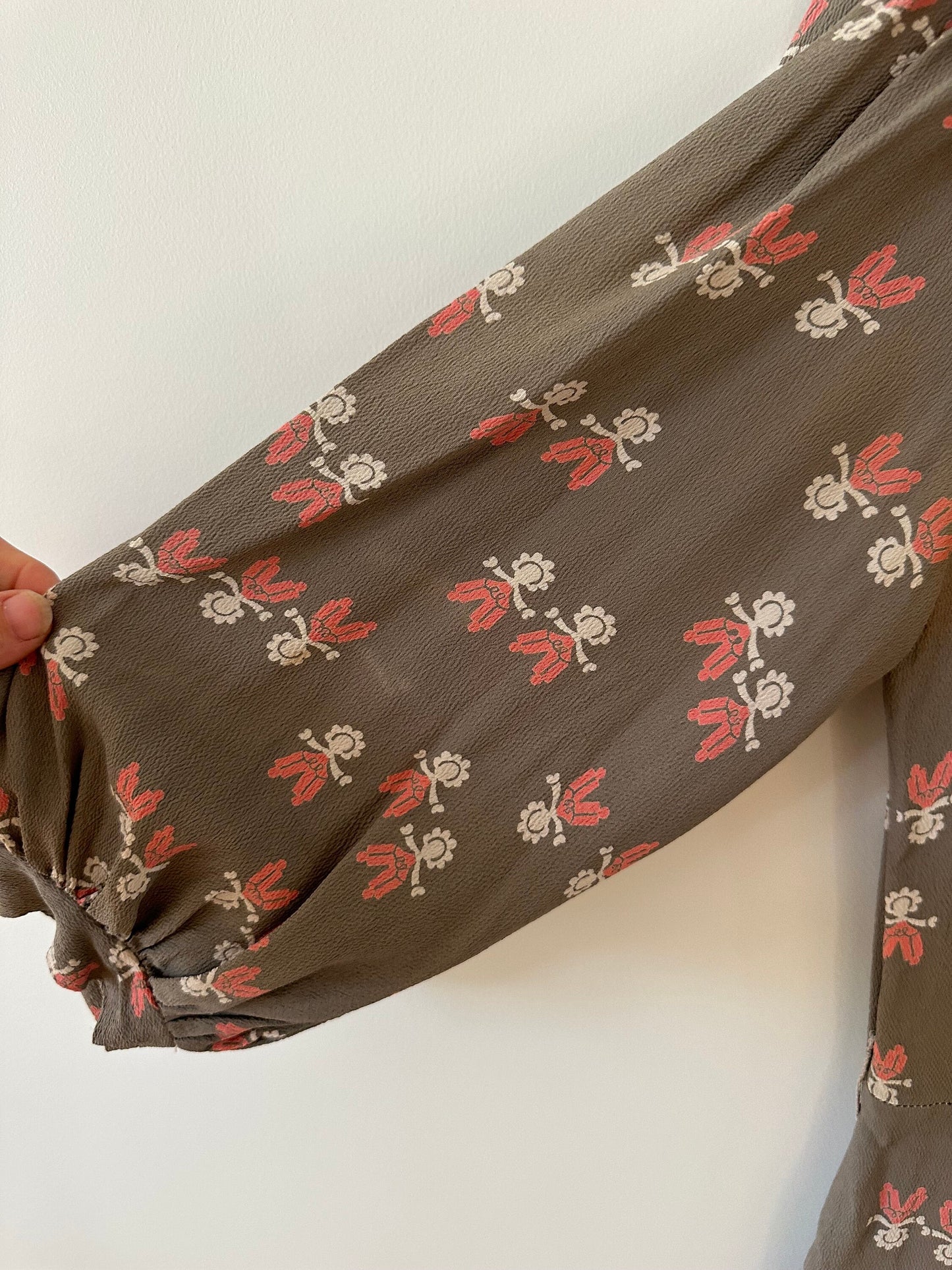 1940s Doll Print Crepe Day Dress