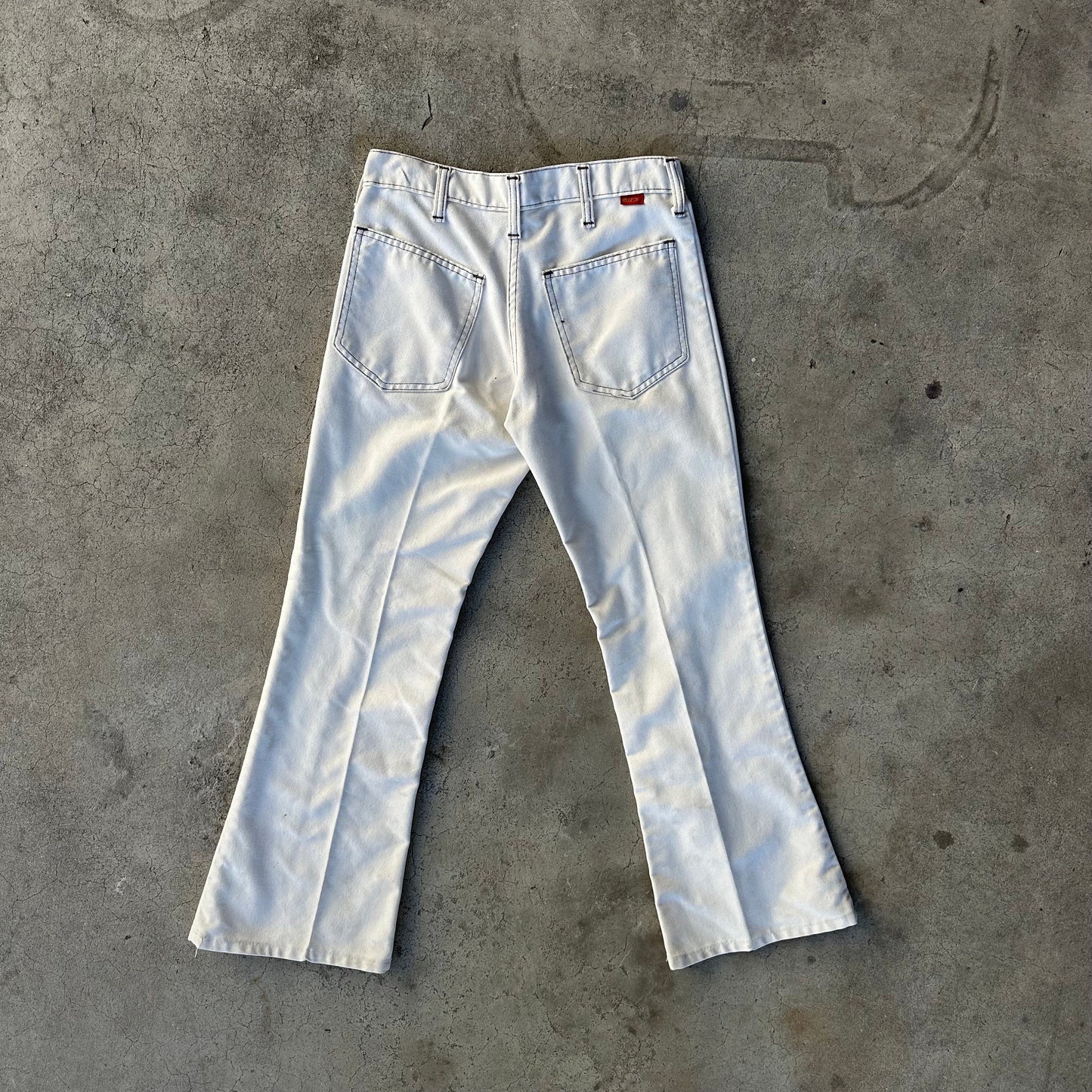 1960s Kazoo Brand Navy Sailor White Pants with Anchor Buttons and Flared