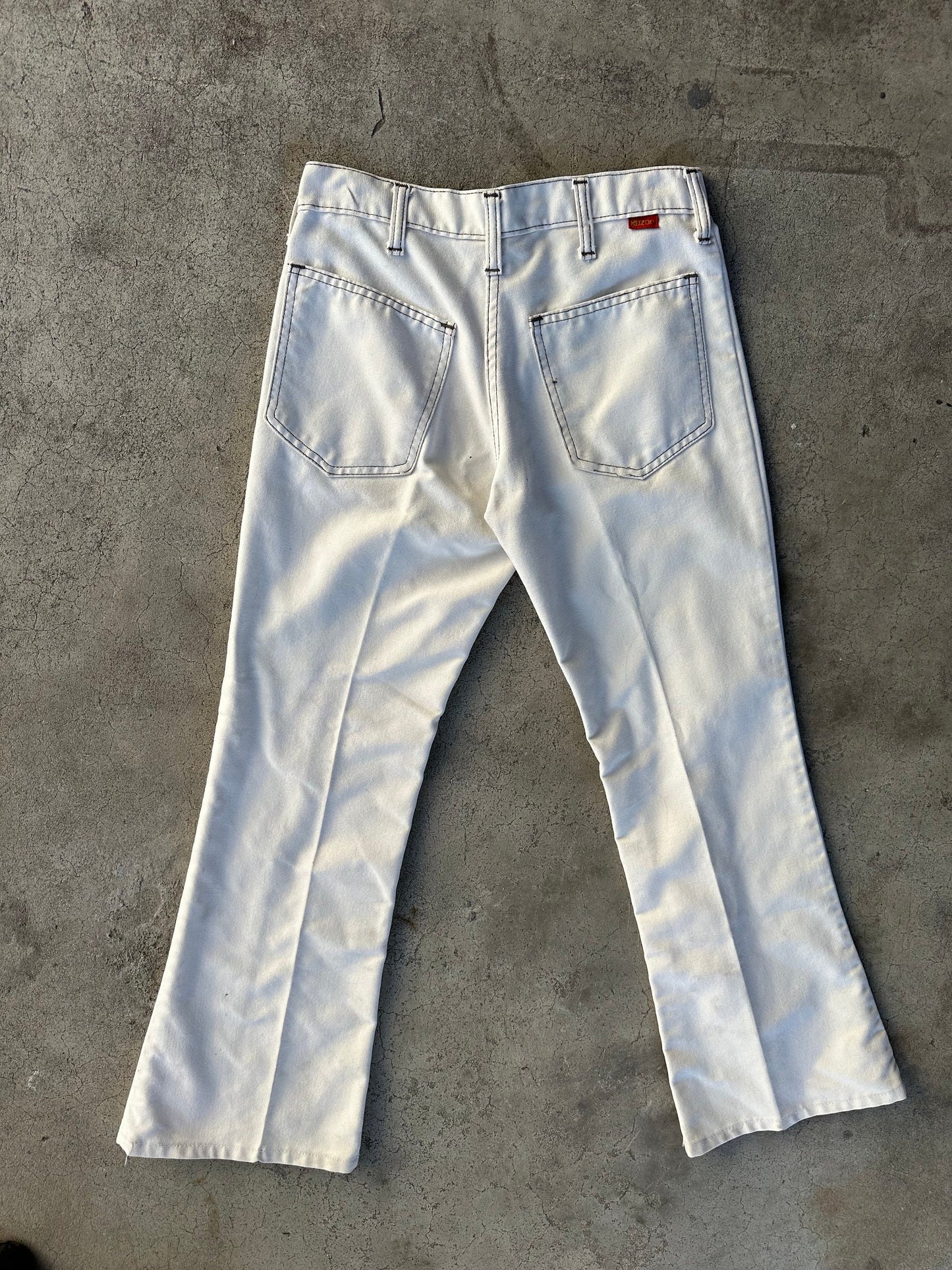 1960s Kazoo Brand Navy Sailor White Pants with Anchor Buttons and Flared