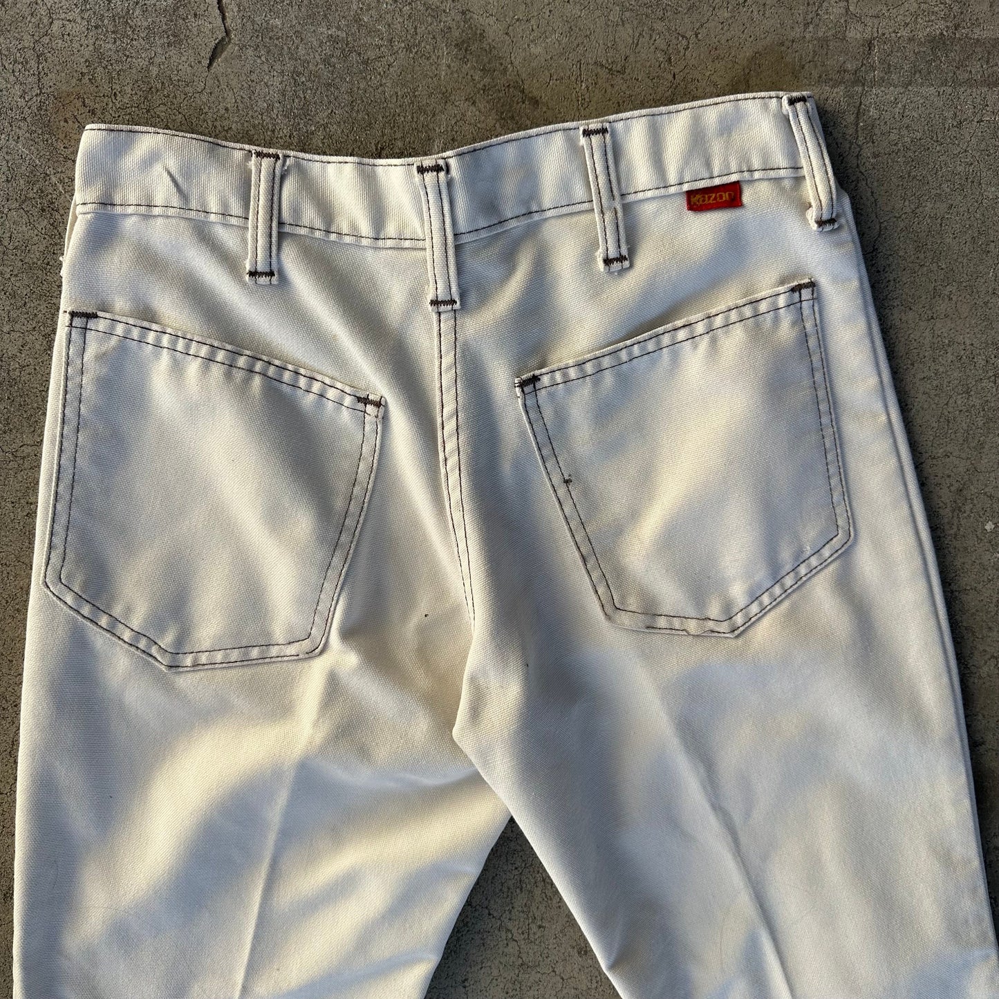1960s Kazoo Brand Navy Sailor White Pants with Anchor Buttons and Flared