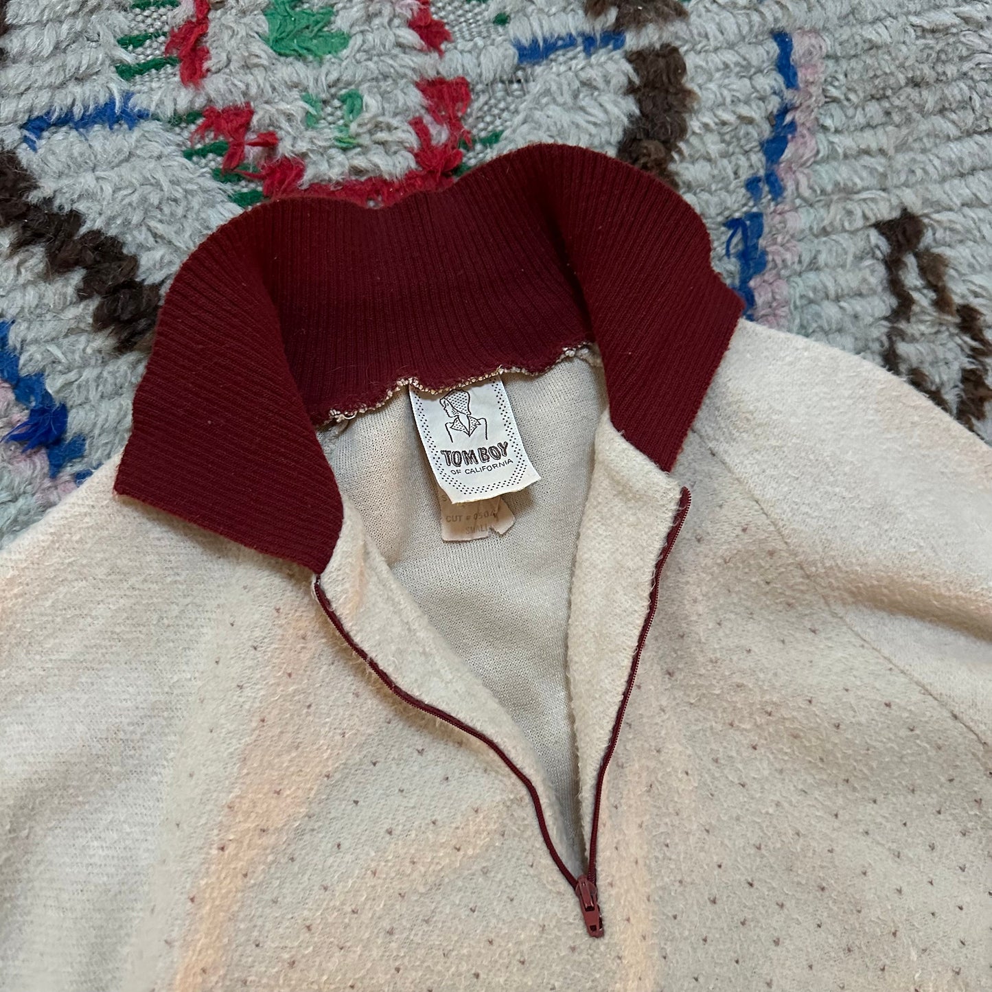 1970s Tomboy of California Quarter Zip Printed Fleece Sweater