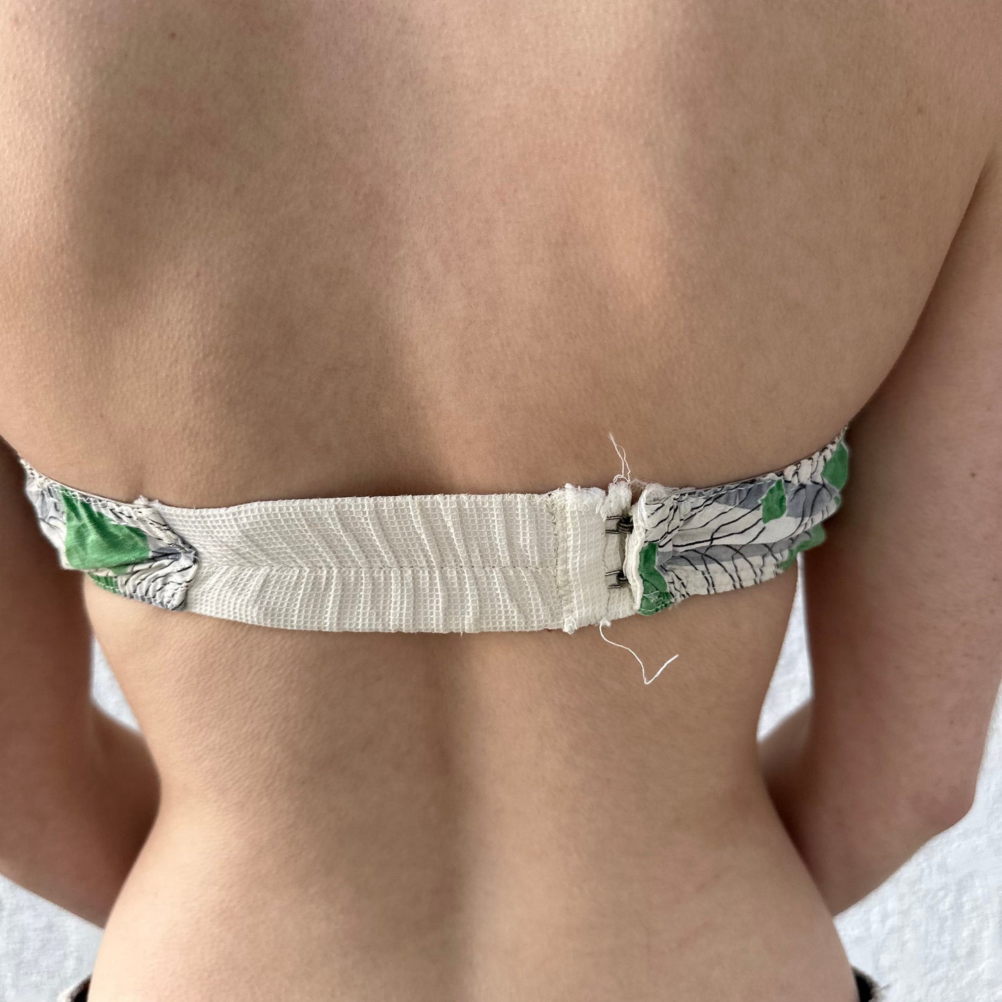 1950s Atomic Printed Cotton Bra Swim Top with Boning and Ruffle