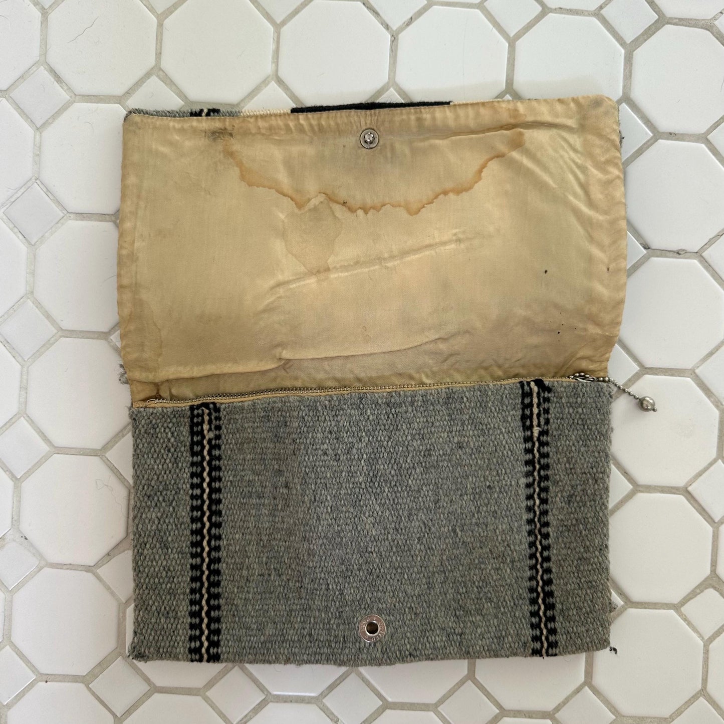 1940s Original Ganscraft Chimayo Clutch in Black Grey Cream
