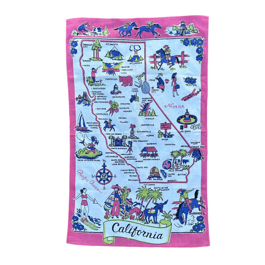 1950s California State Souvenir Tea Towel