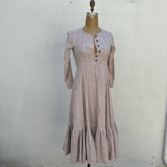 70s Handmade Calico Cotton Button Front Dress