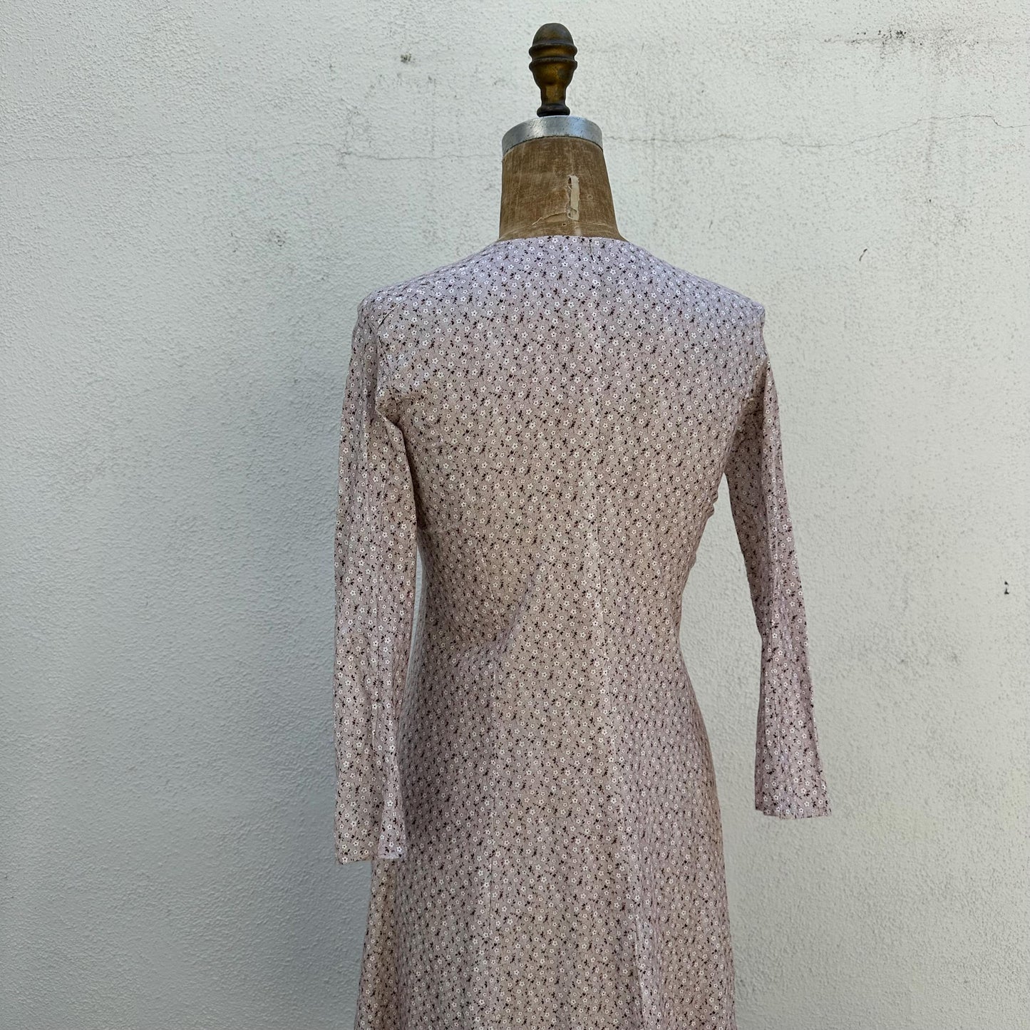 70s Handmade Calico Cotton Button Front Dress