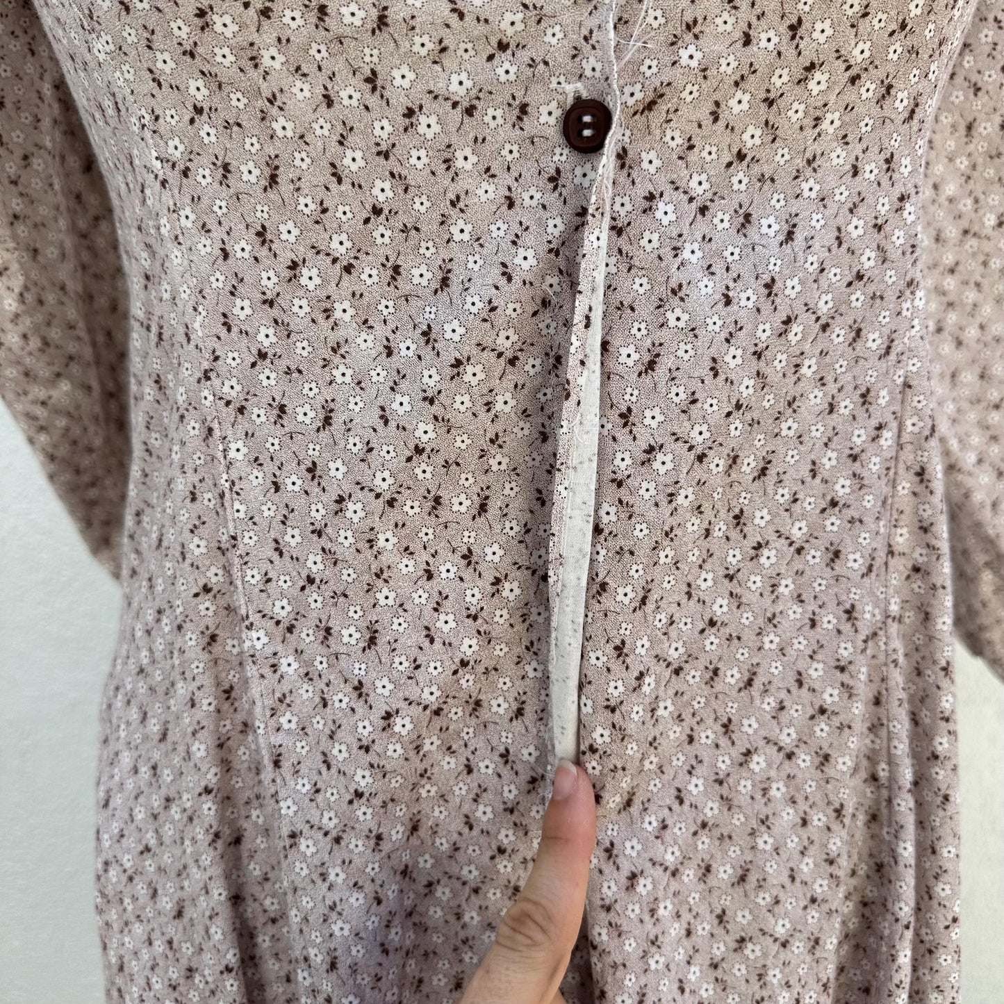 70s Handmade Calico Cotton Button Front Dress