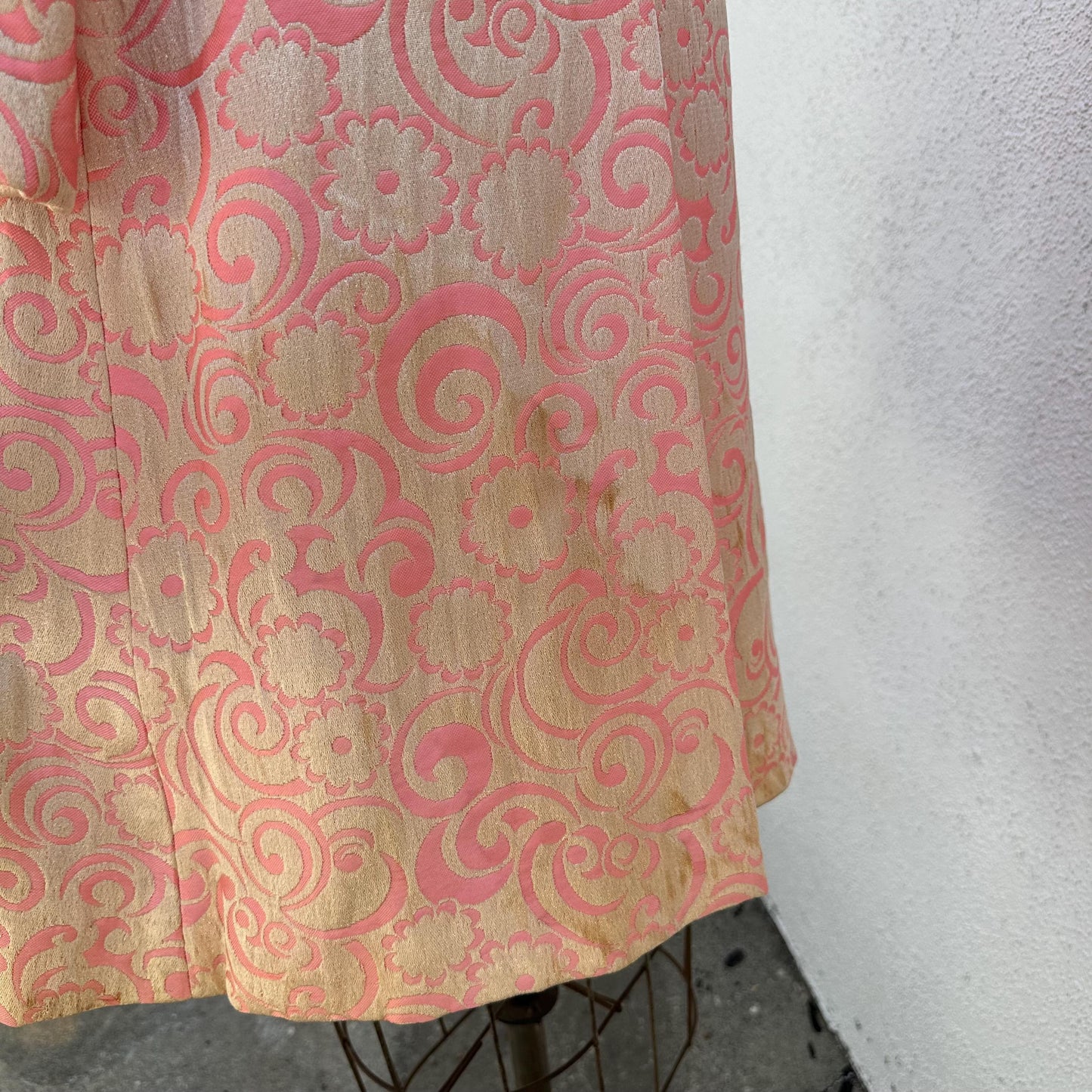 1960s Pink Gold Jacquard Quintero Coat with Jeweled Covered Buttons