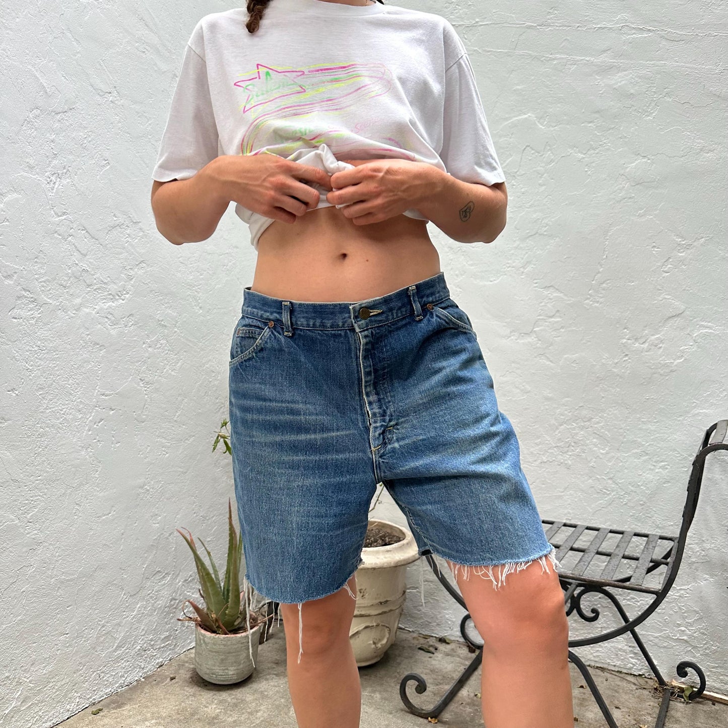 1980s Lee Riders Big Denim Short Cut Offs