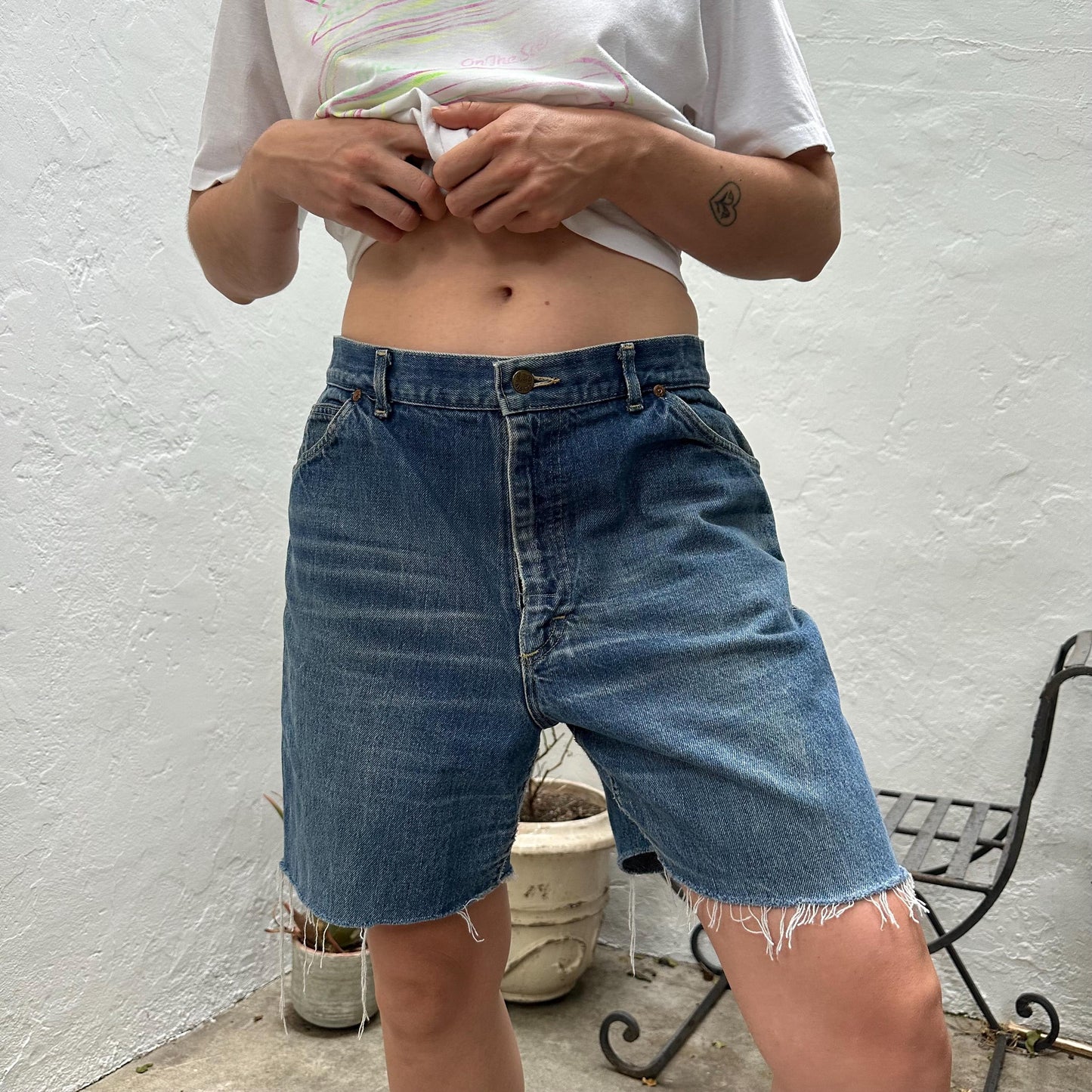 1980s Lee Riders Big Denim Short Cut Offs