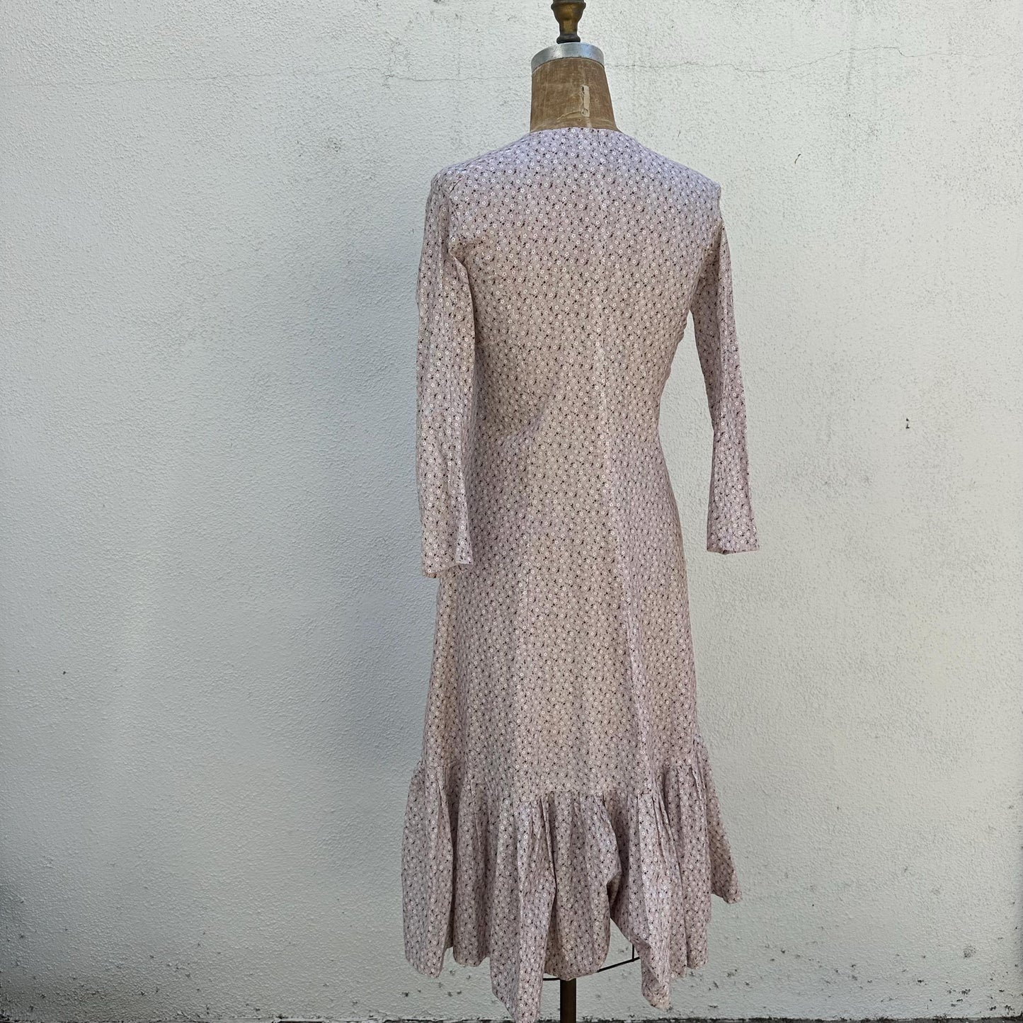 70s Handmade Calico Cotton Button Front Dress