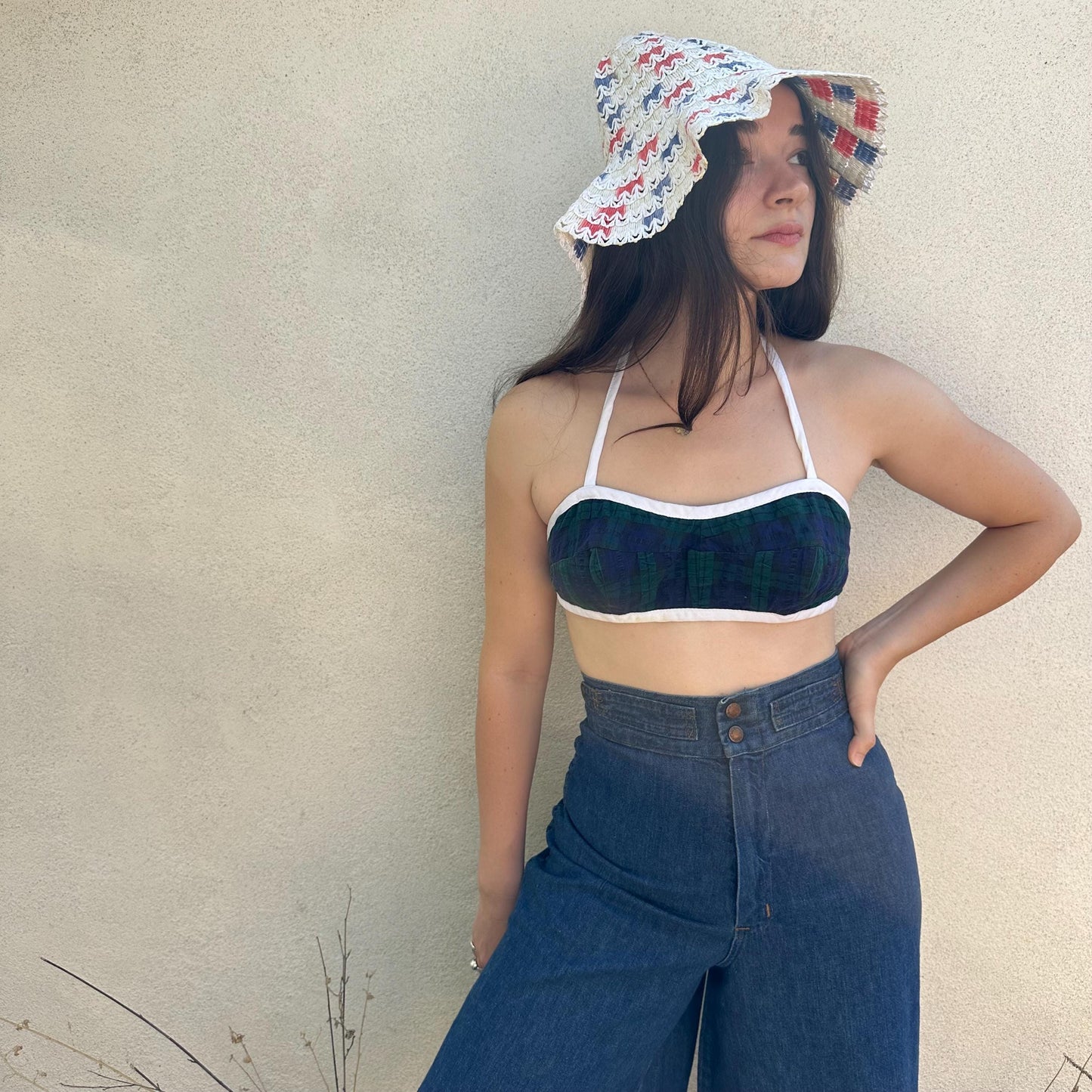1940s Plastic Woven Sun Hat XS