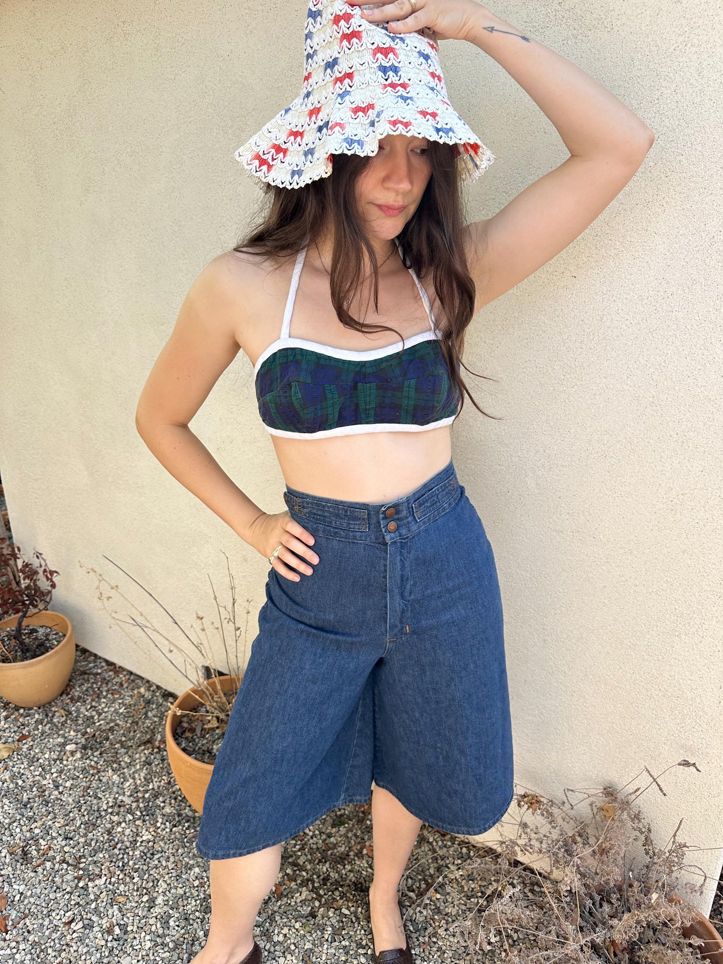 1940s Plastic Woven Sun Hat XS