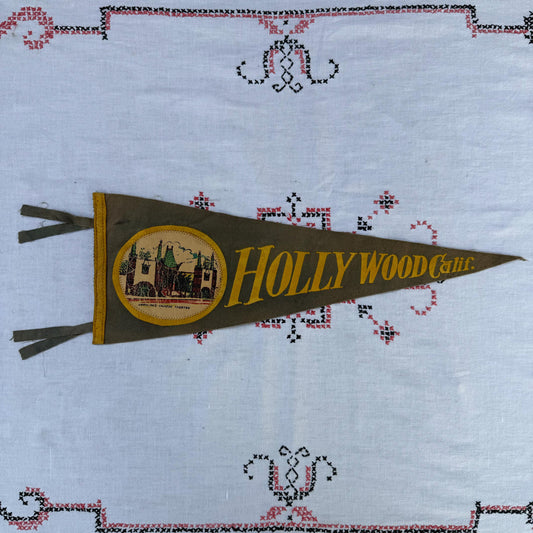 Rare 1950s Hollywood California Graumans Chinese Theatre Pennant