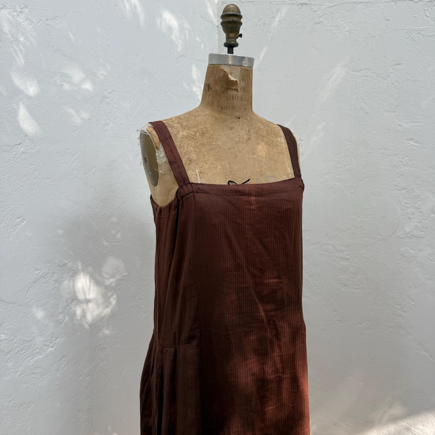 Victorian Cotton Brown Eyelet Trim Slip Dress