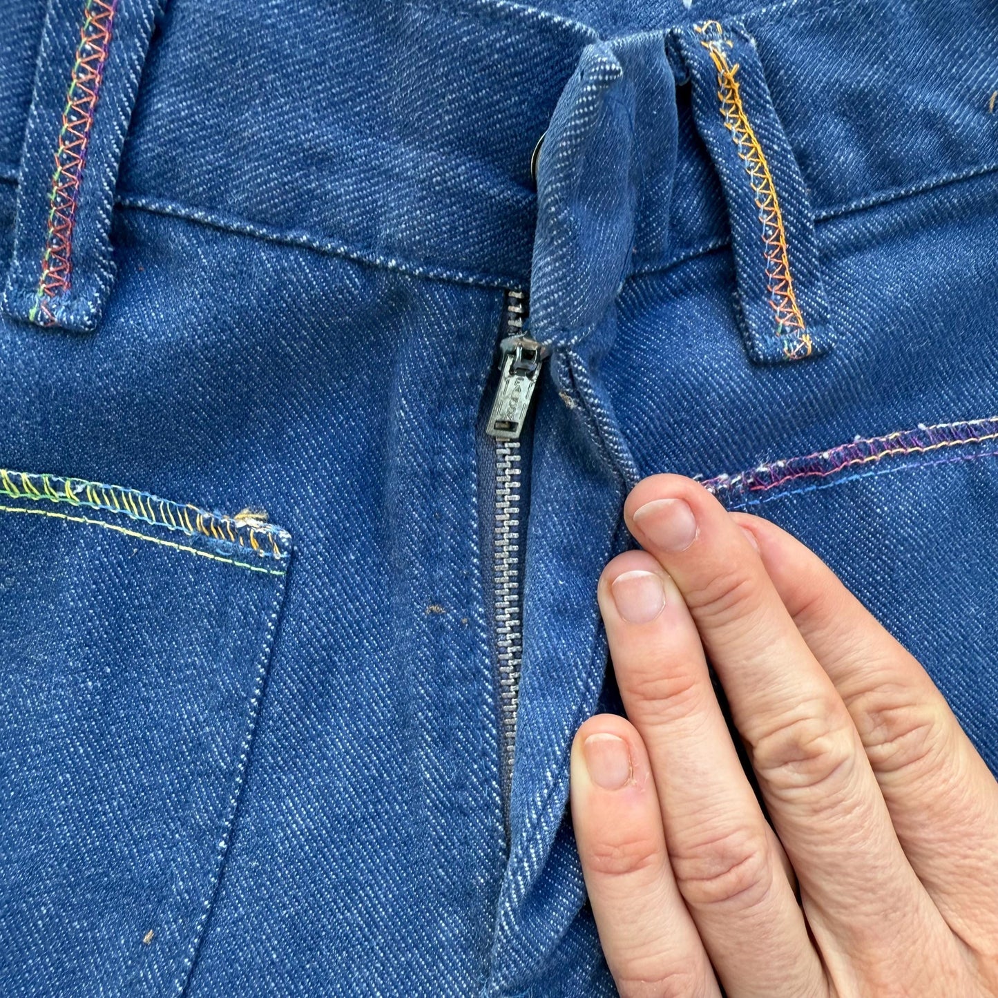 1970s Kids Rainbow Outside Seam Denim