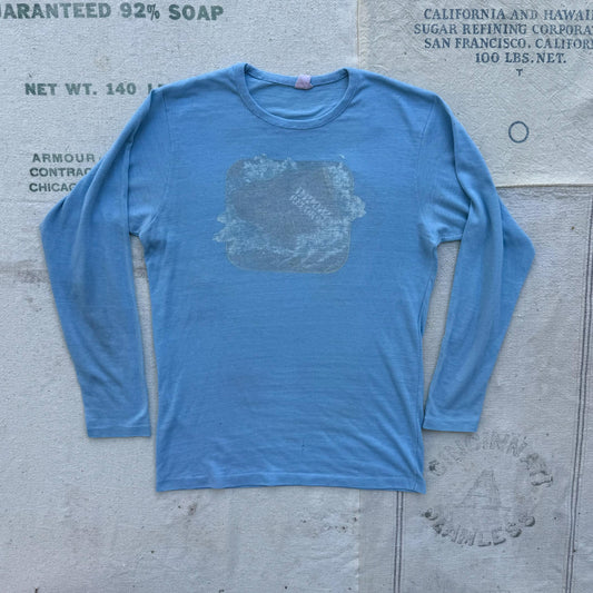 1970s Import Records Jem Records Long Sleeve Blue Faded T-Shirt