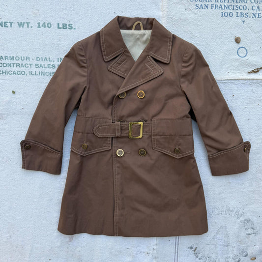 1950s Kids Brown Belted Trench Coat