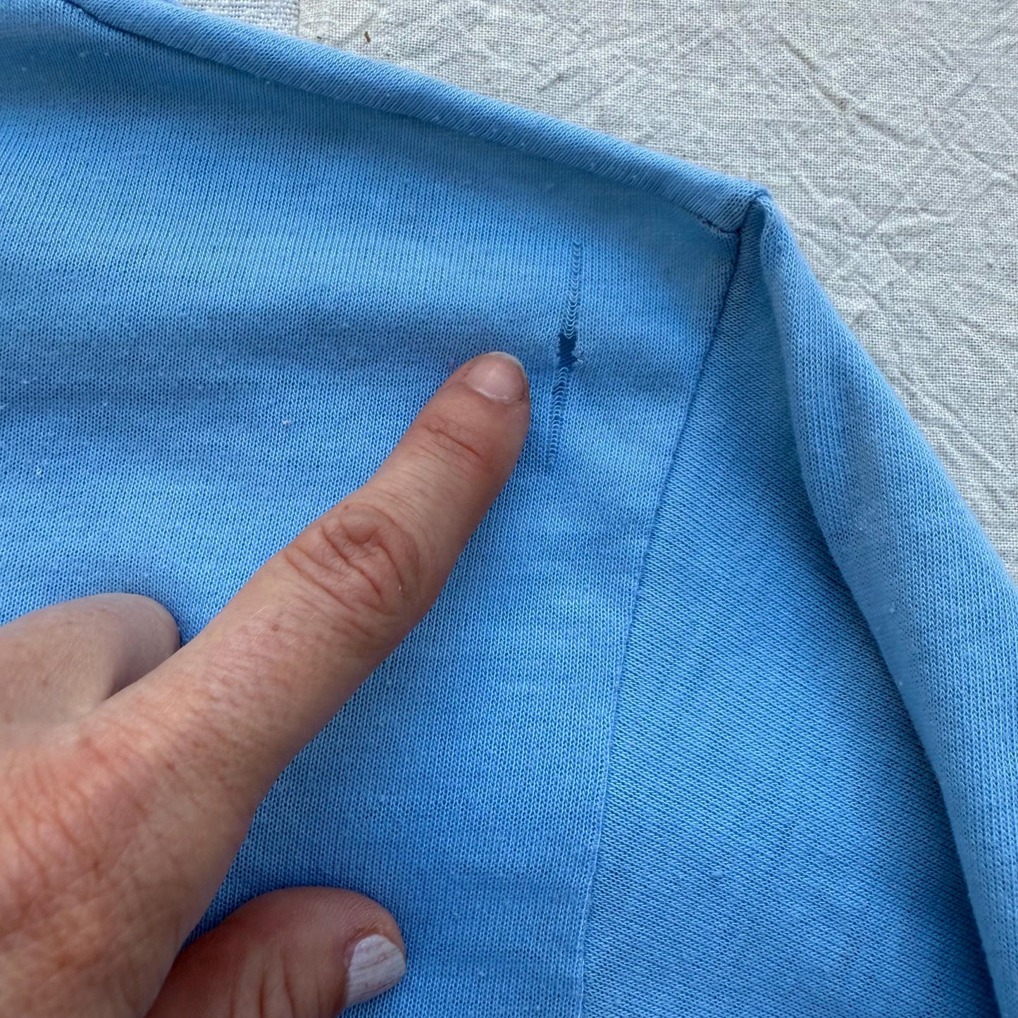 1970s Import Records Jem Records Long Sleeve Blue Faded T-Shirt