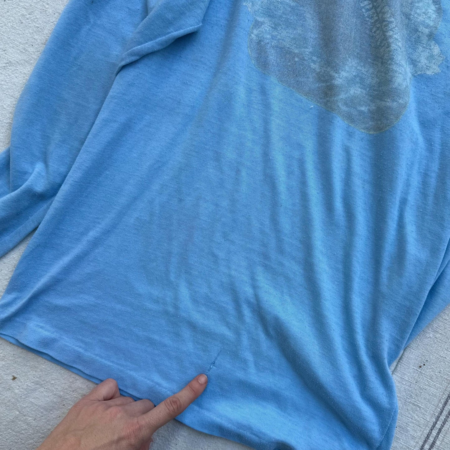 1970s Import Records Jem Records Long Sleeve Blue Faded T-Shirt