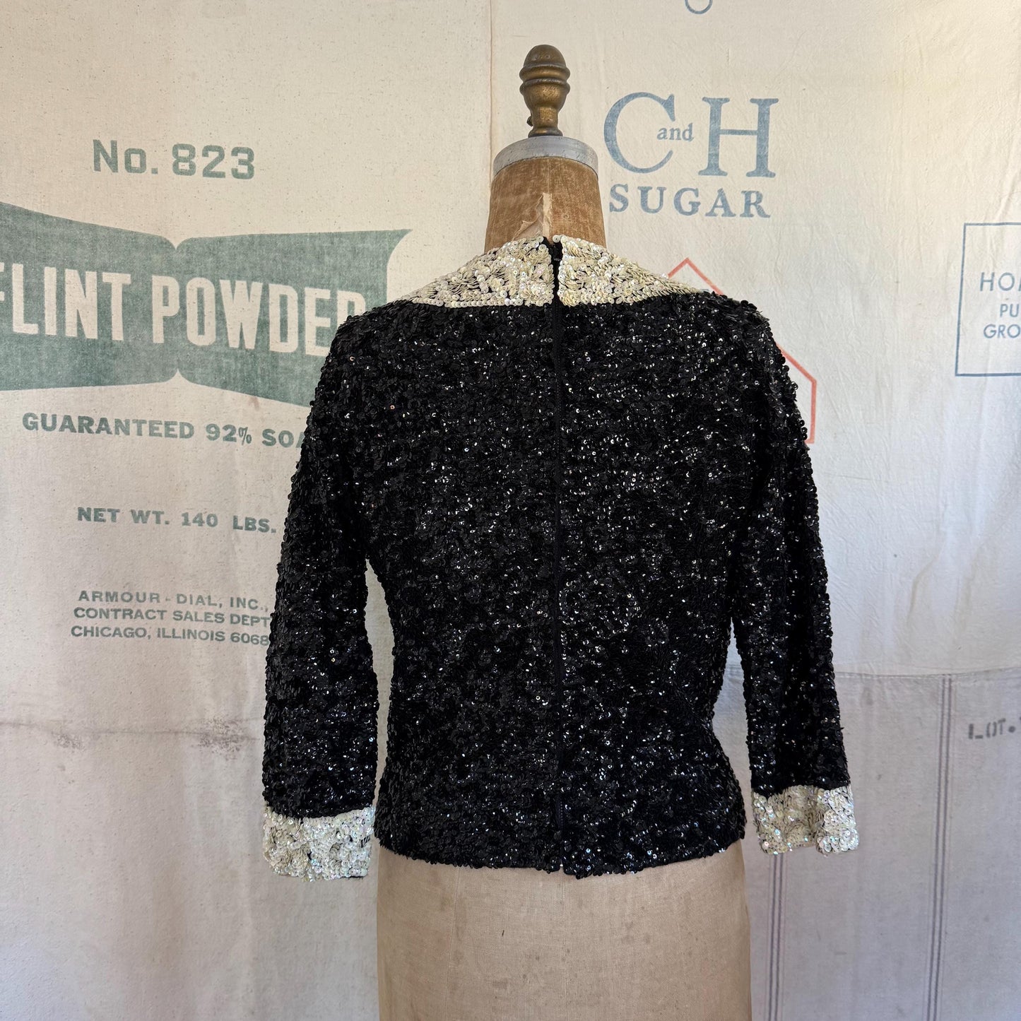 1960s Bruce Arnold Sequin Peter Pan Collar Top with Bow