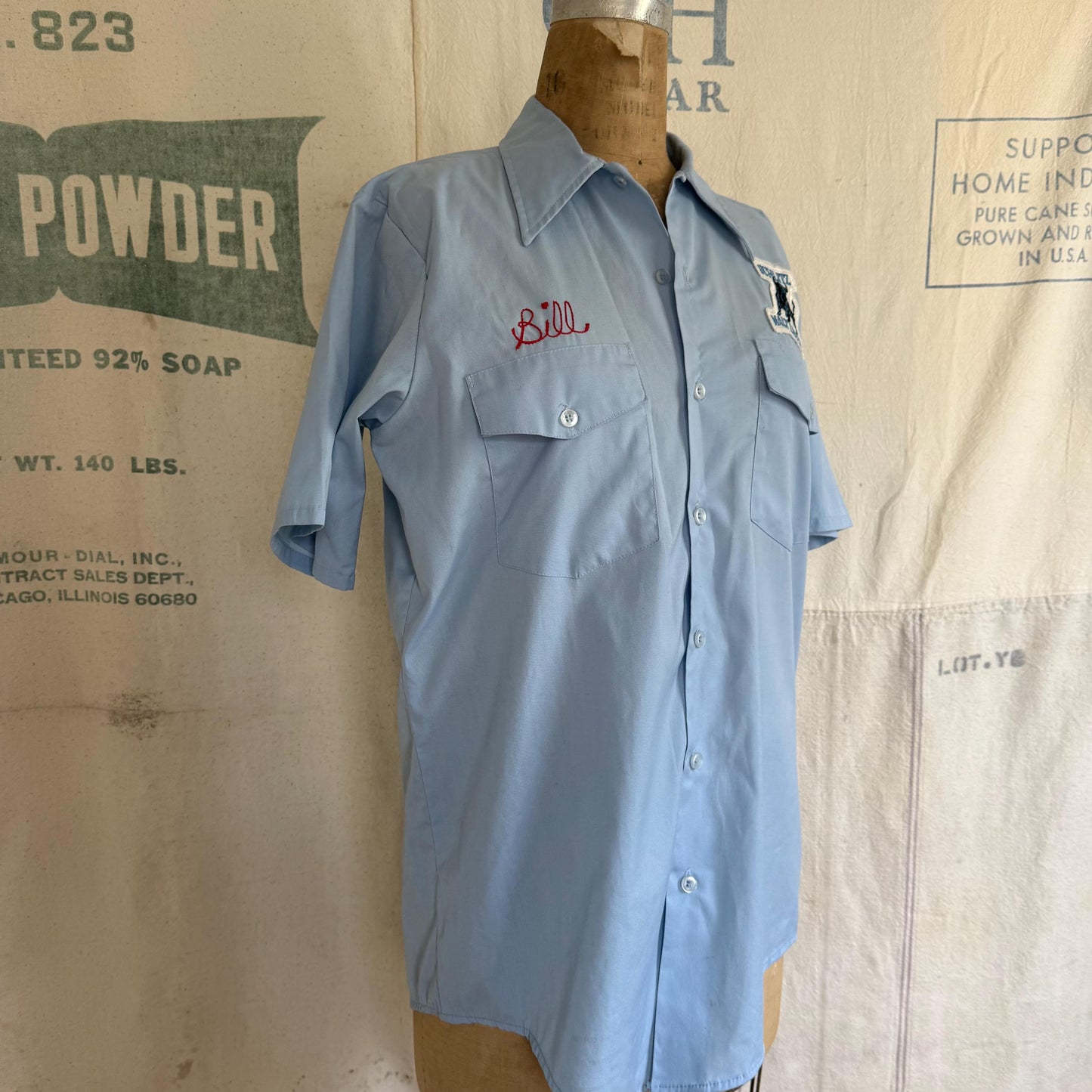 1970s Perma Neat Schlitz Malt Liquor Chain Stitched Work Shirt