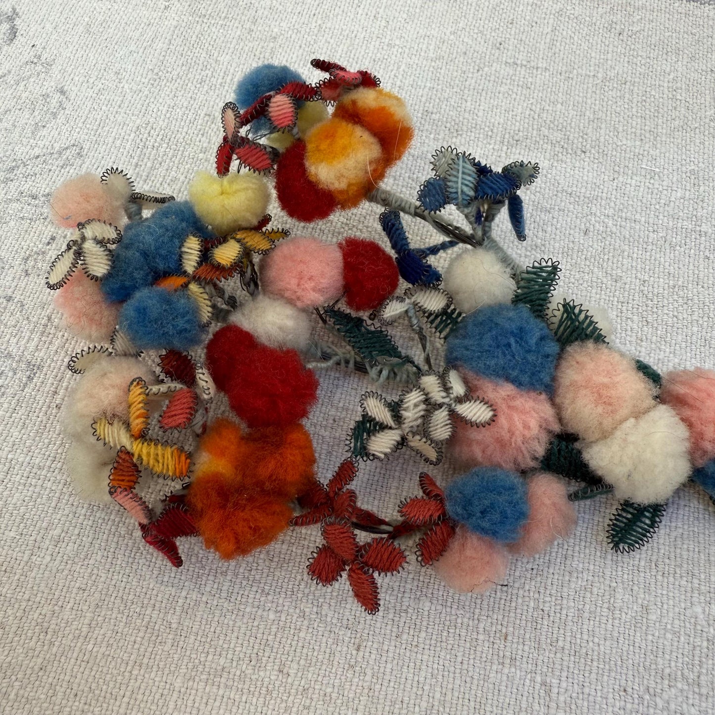Antique Floral Victorian Handmade Wool Mourning Brooch